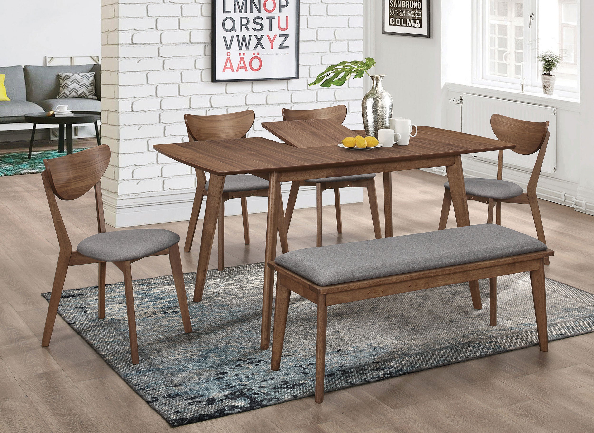 Alfredo Dining Side Chair Grey and Natural Walnut (Set of 2)-CoasterEveryday