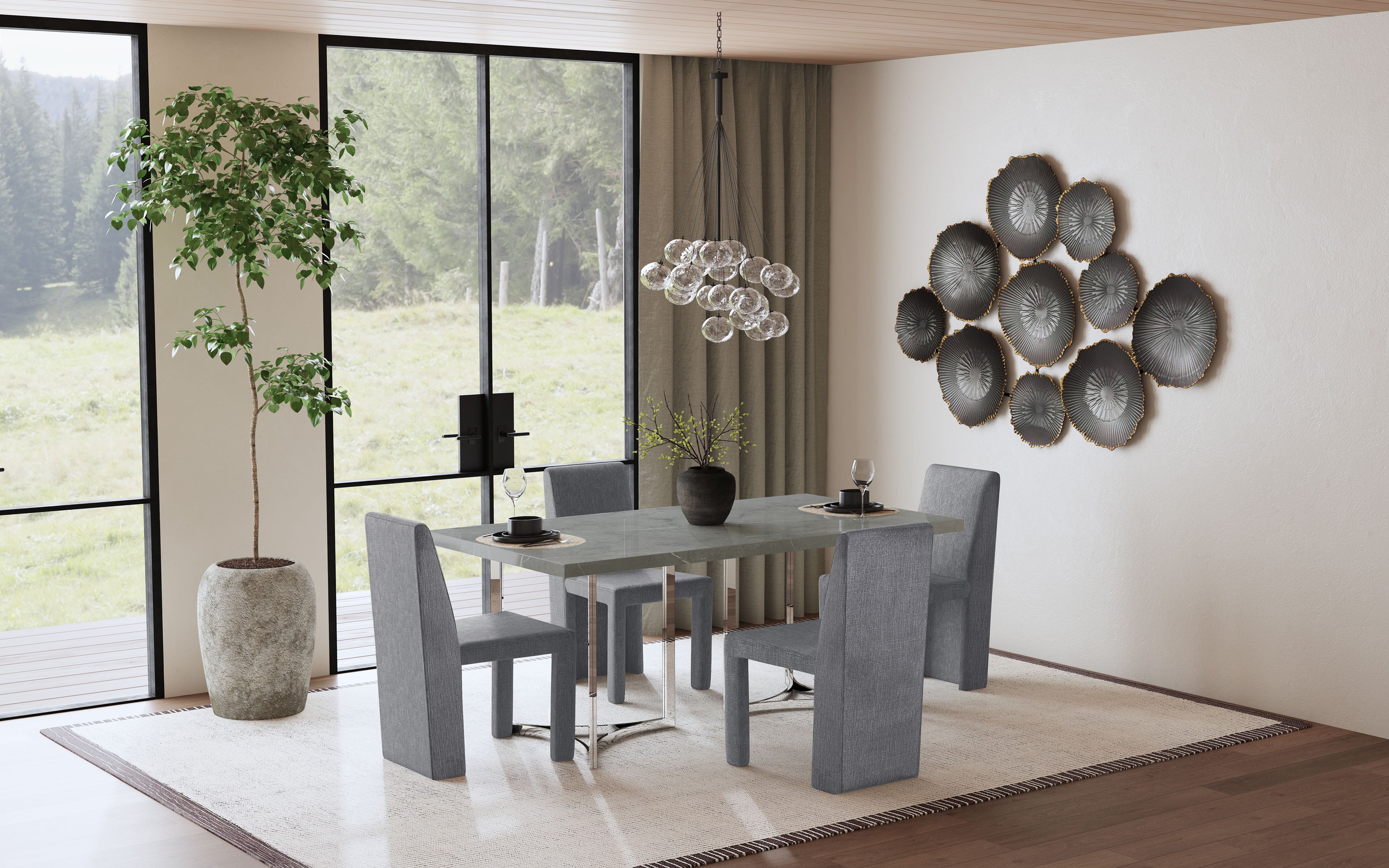 Sterling 72-inch Rectangular Dining Table Grey Faux Marble-
