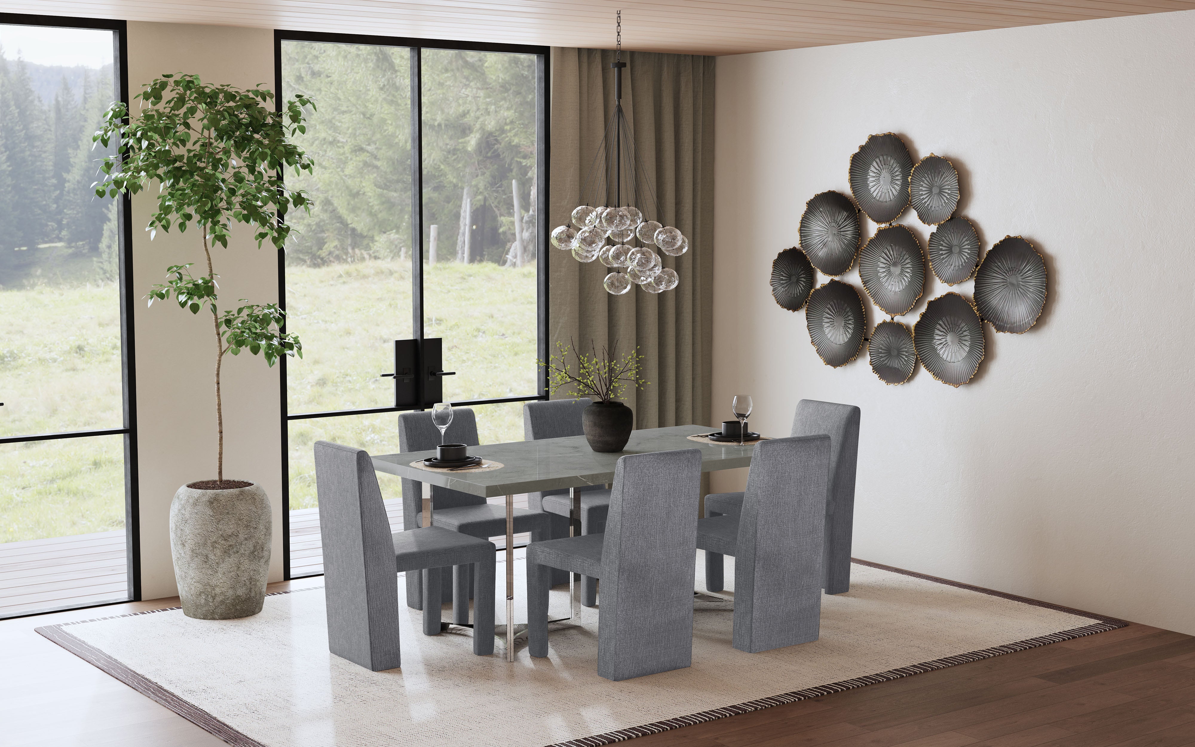 Sterling 72-inch Rectangular Dining Table Grey Faux Marble-