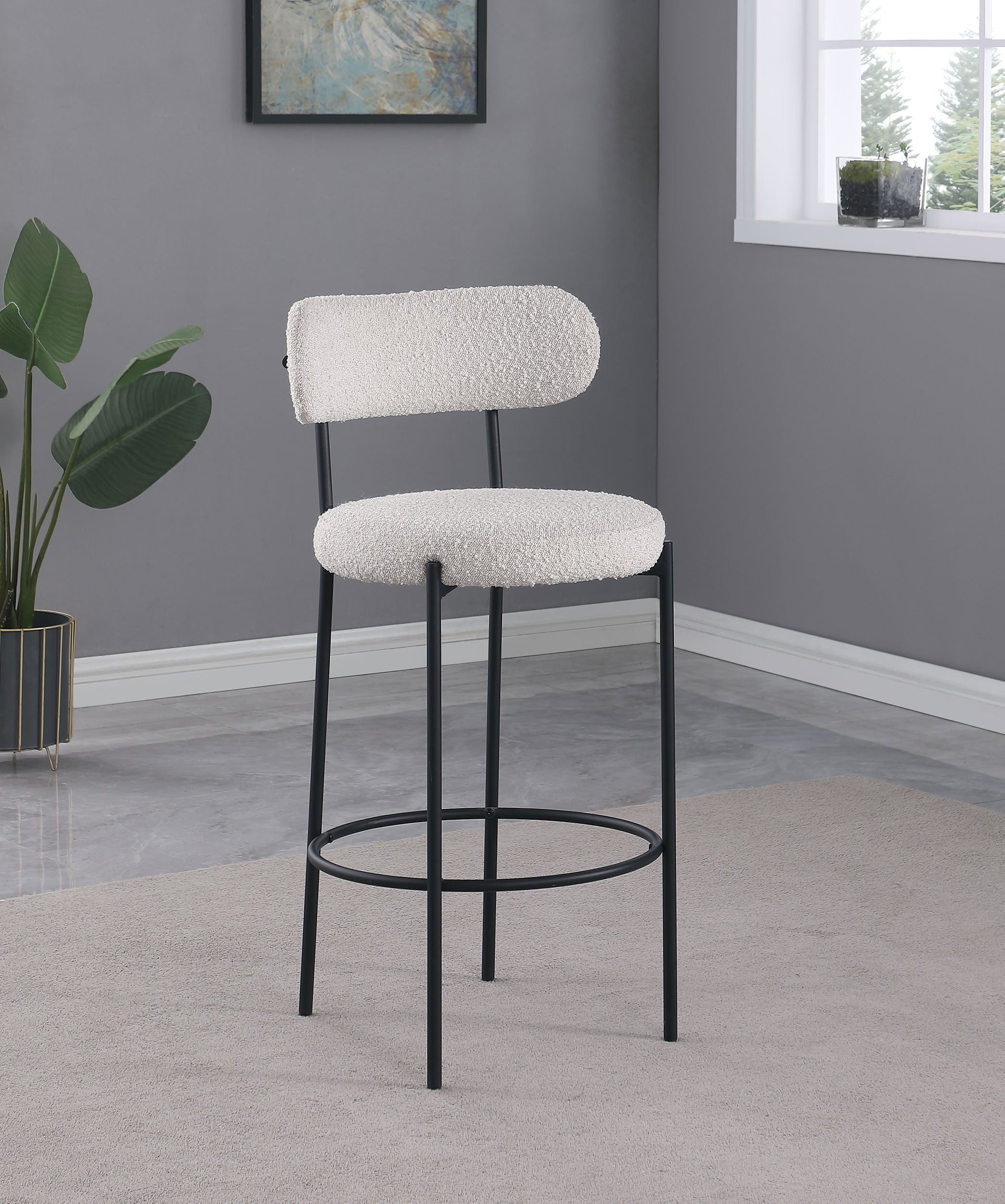 Viola Boucle Upholstered Bar Chair Cream (Set of 2)-