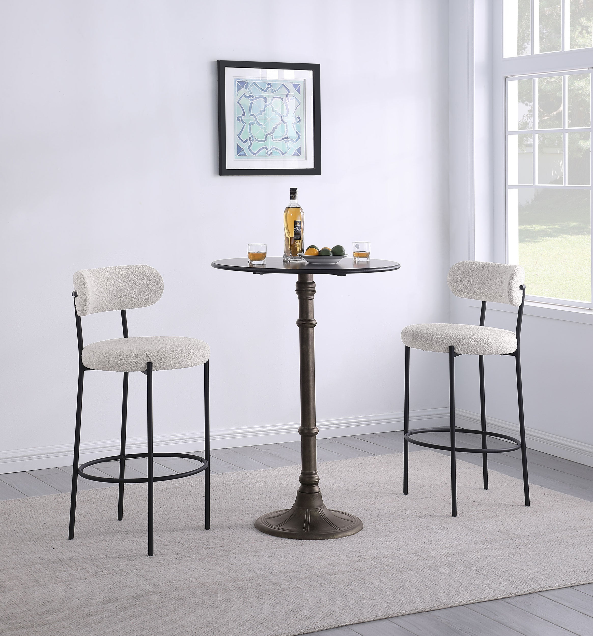 Viola Boucle Upholstered Bar Chair Cream (Set of 2)-