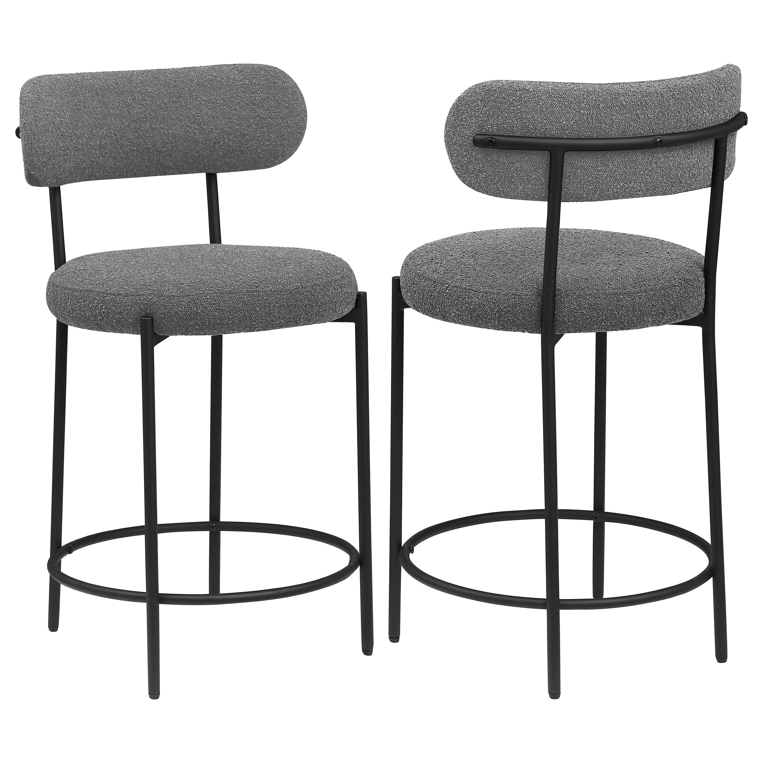 Viola Boucle Upholstered Counter Chair Grey (Set of 2)-