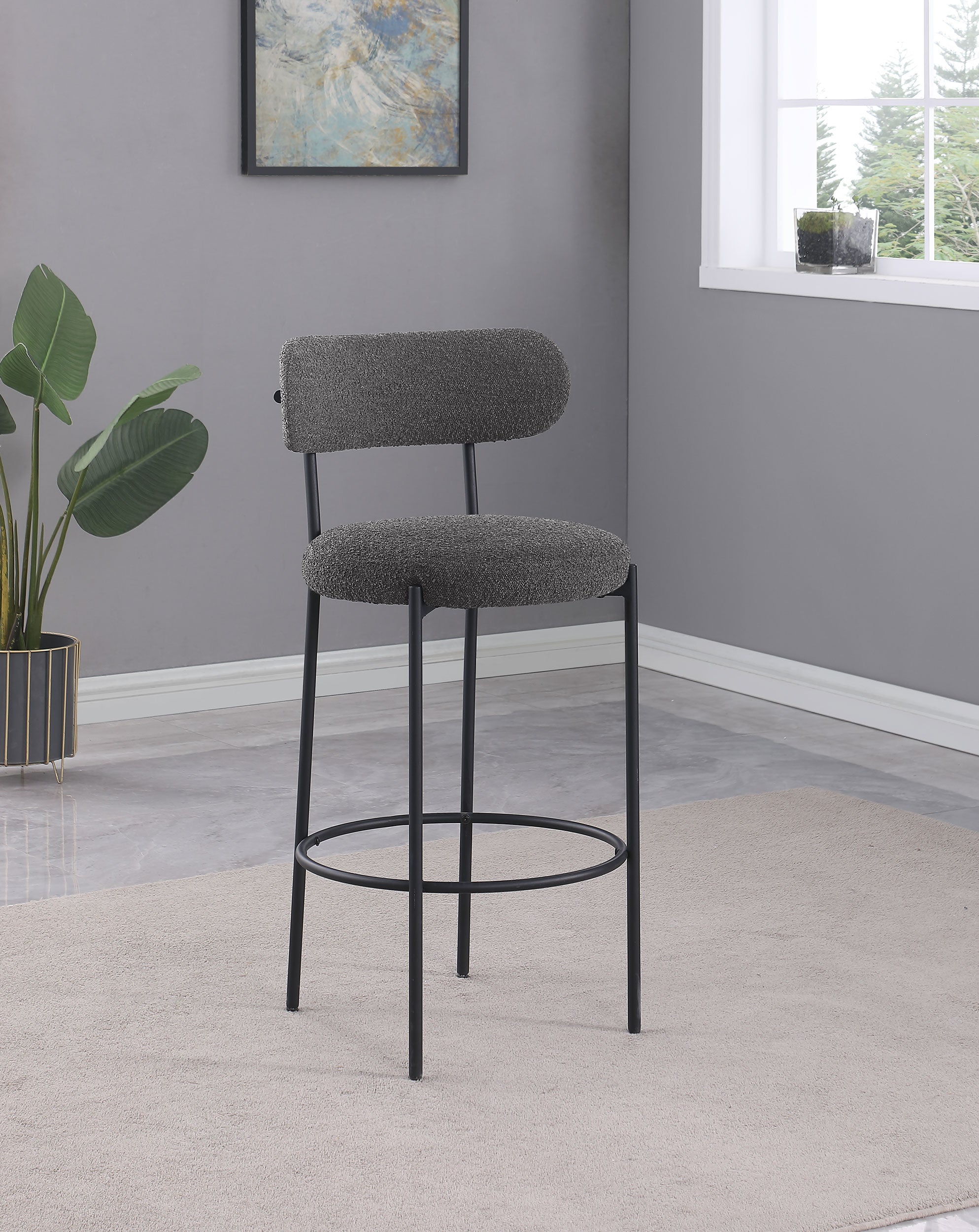 Viola Boucle Upholstered Bar Chair Cream (Set of 2)-