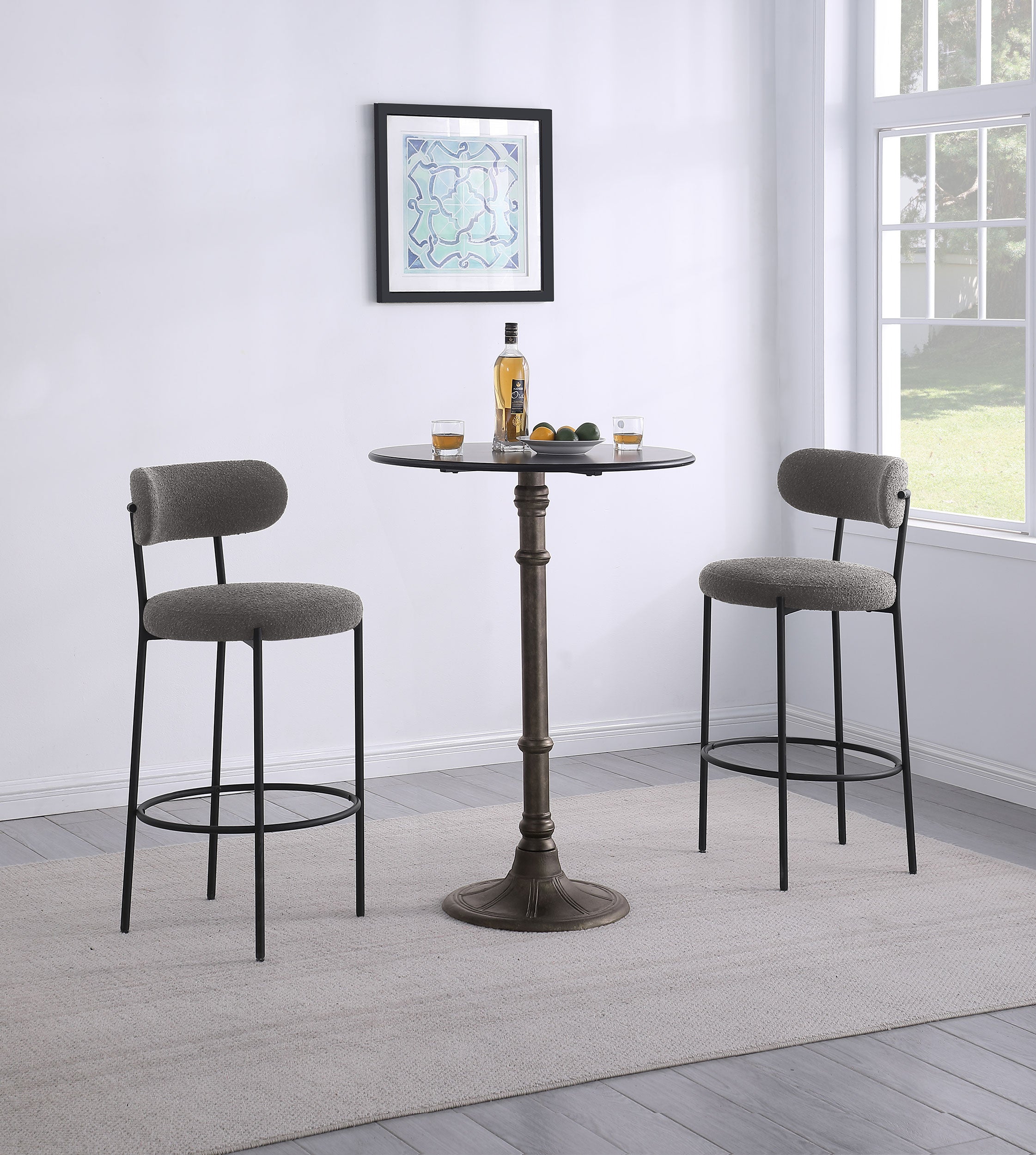 Viola Boucle Upholstered Bar Chair Cream (Set of 2)-