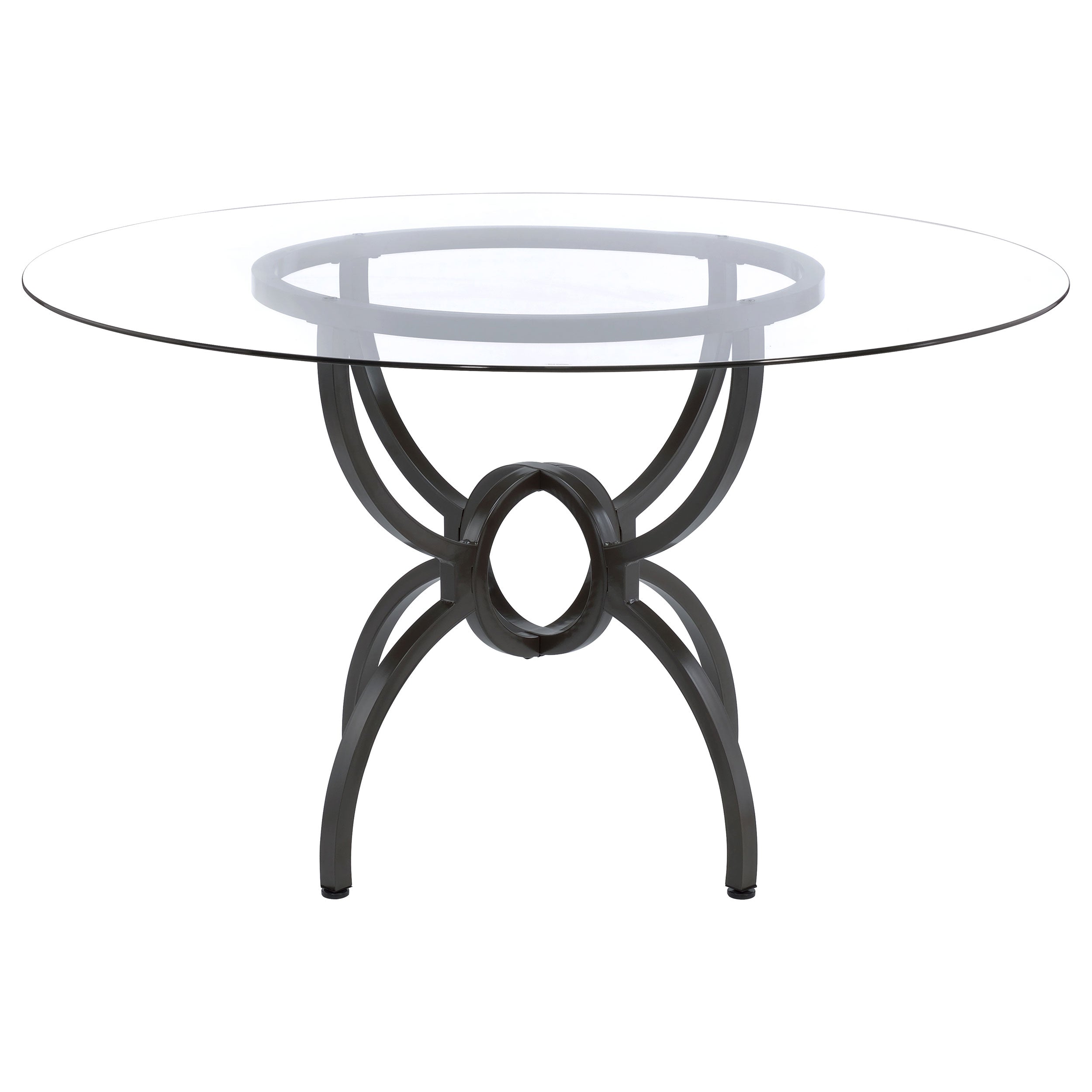 Aviano Round 48-inch Glass Top Metal Dining Table Gunmetal-