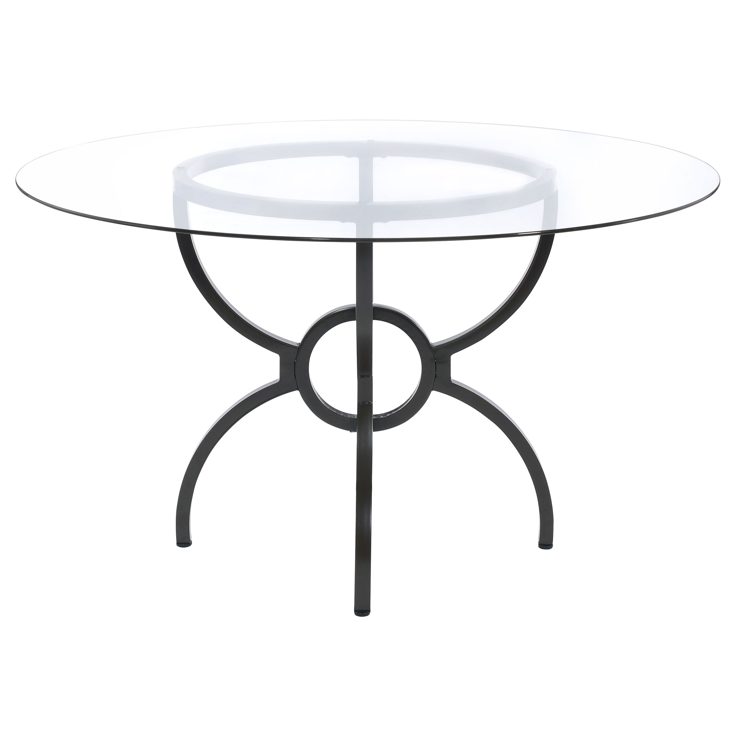 Aviano Round 48-inch Glass Top Metal Dining Table Gunmetal-