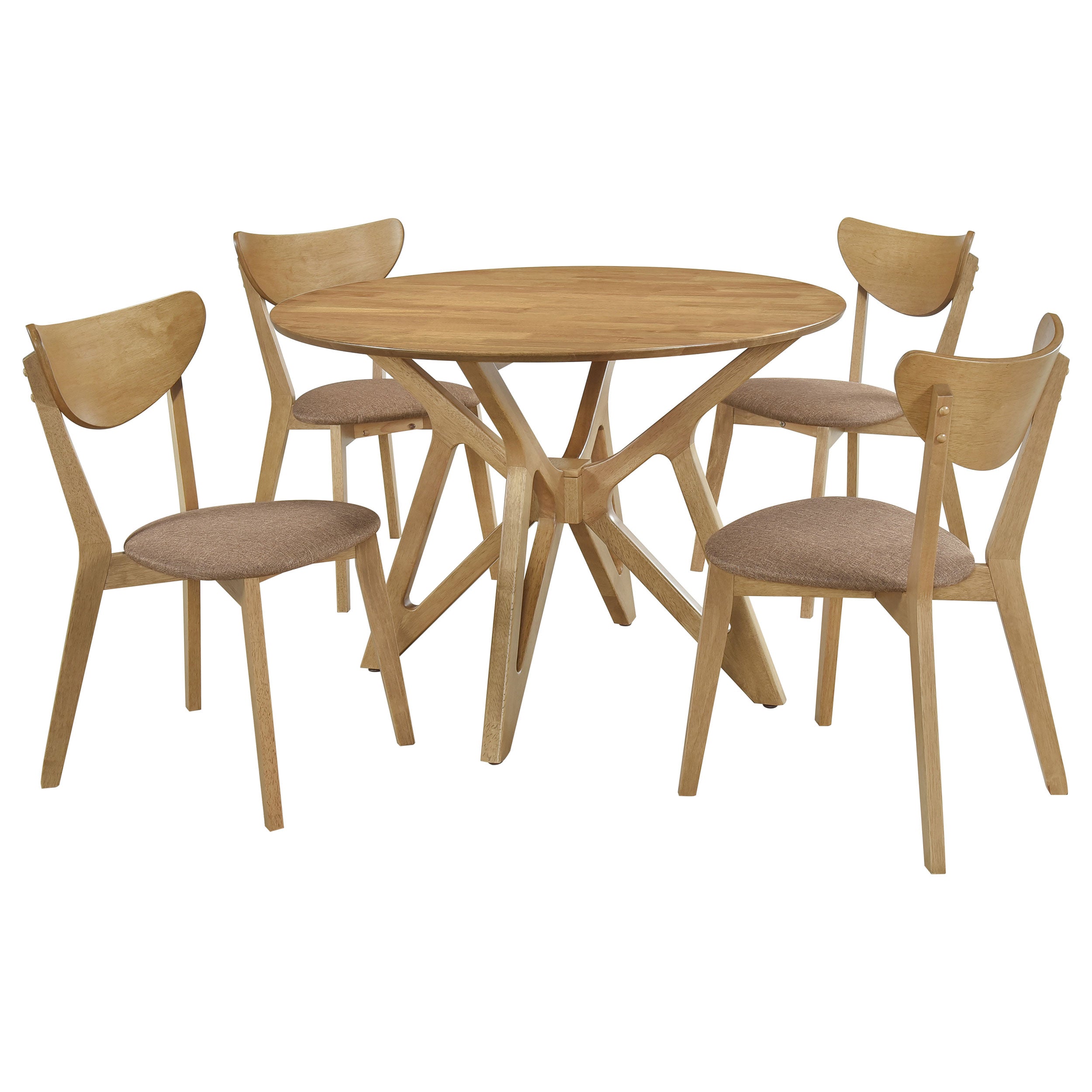 Elowen 5-piece Round Solid Wood Dining Set Light Walnut-
