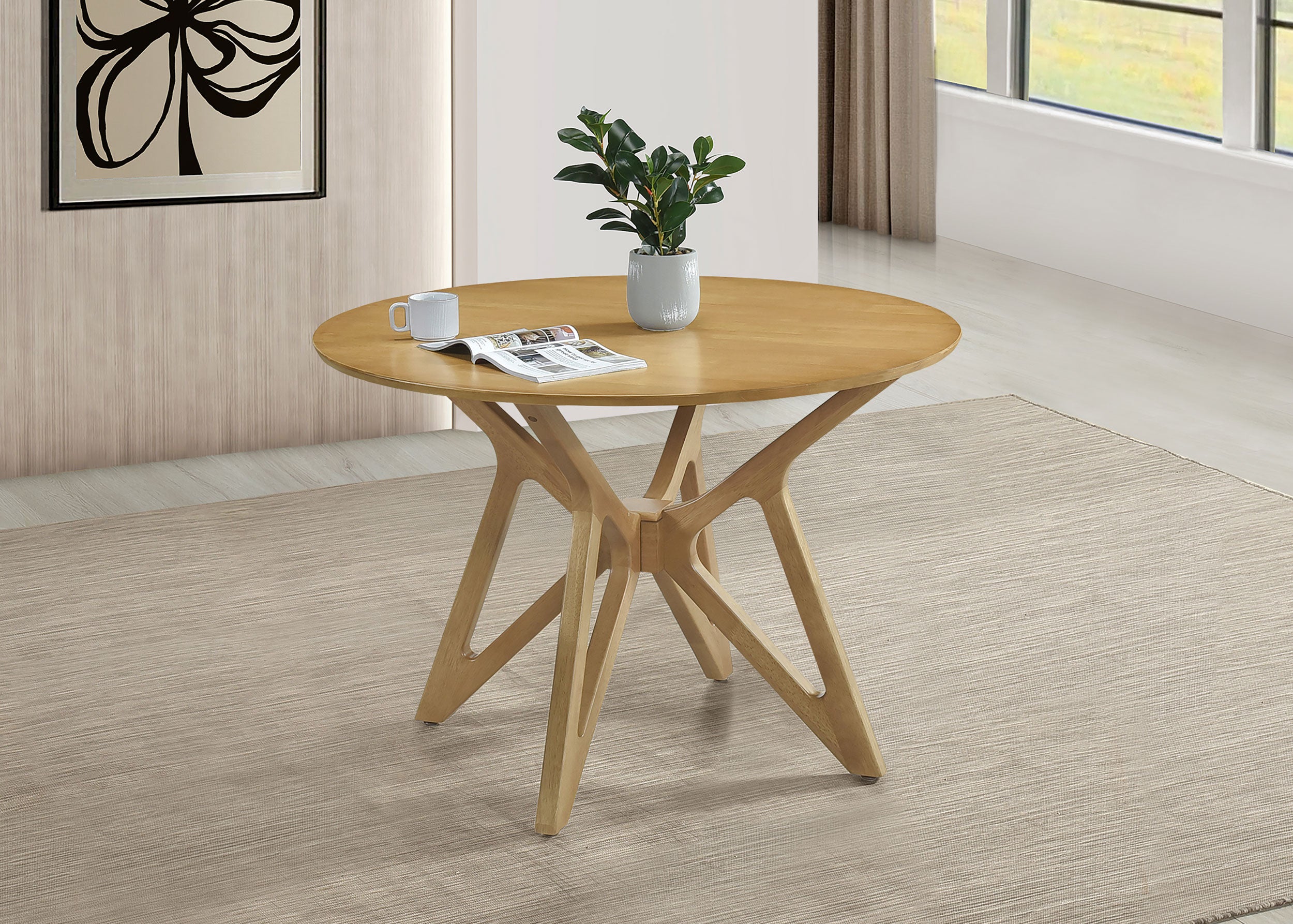 Elowen Round 42-inch Solid Wood Dining Table Light Walnut-CoasterEveryday