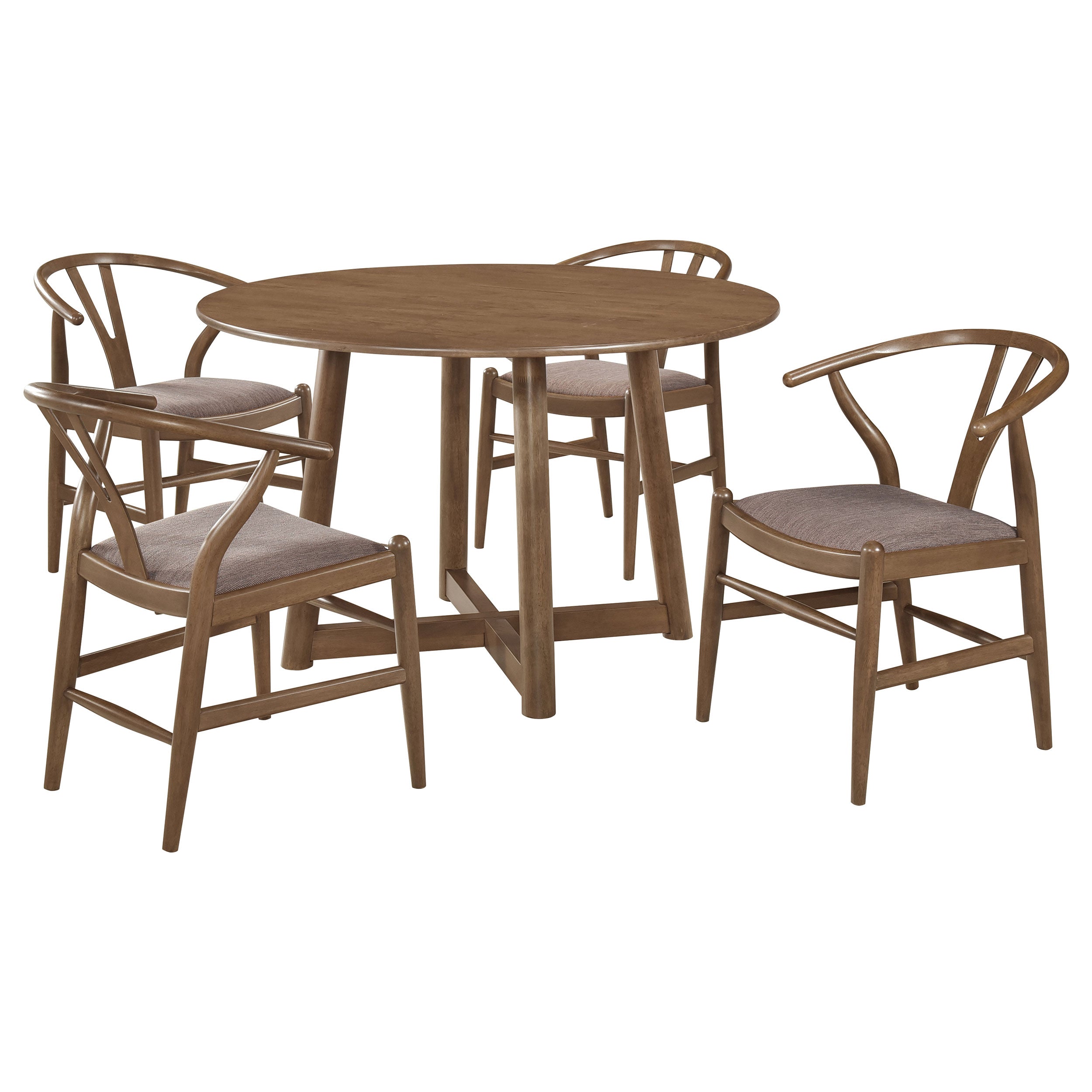 Dinah 5-piece Round Solid Wood Dining Set Walnut-
