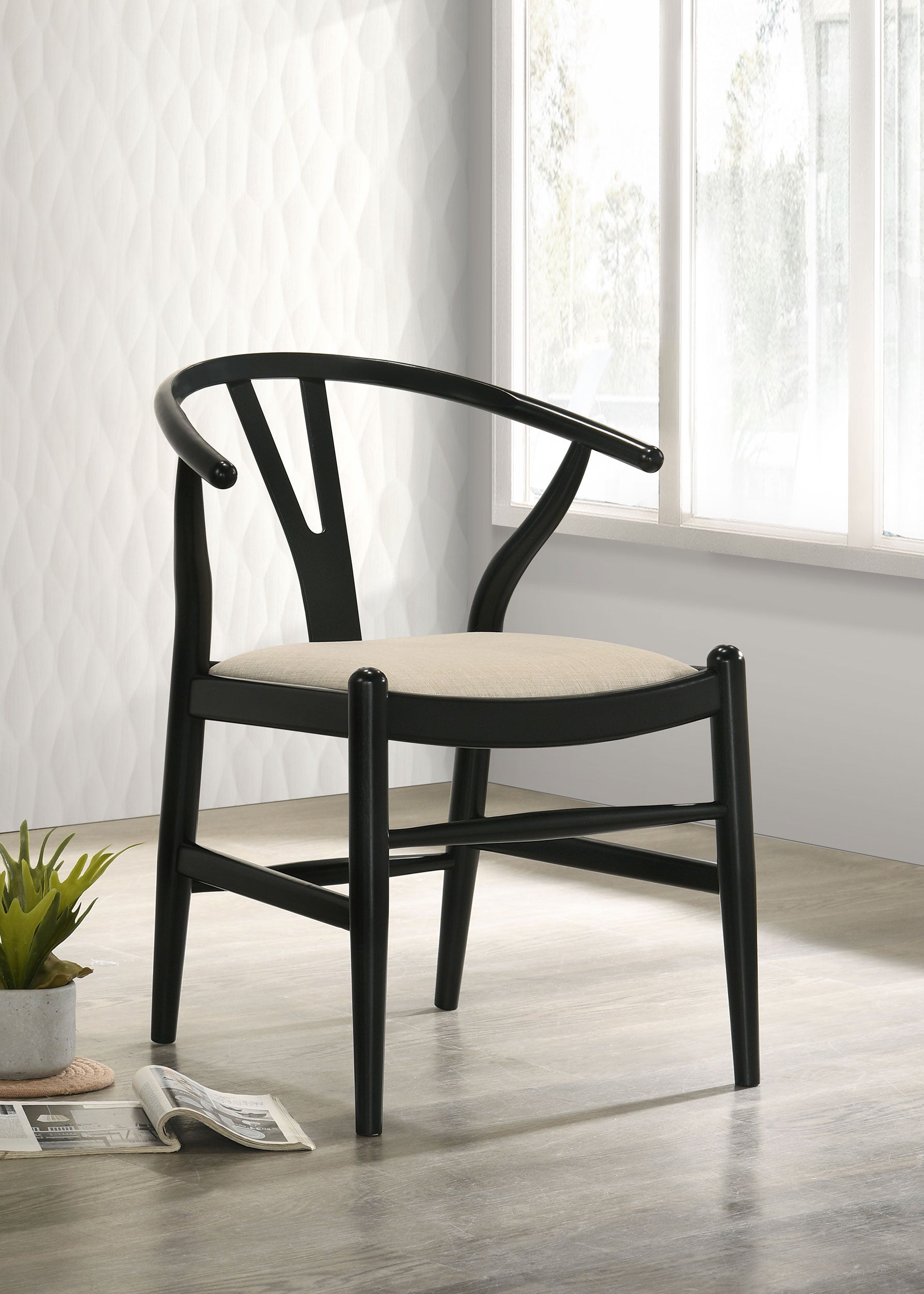 Crestmont Wood Wishbone Dining Side Chair Black (Set of 2)-