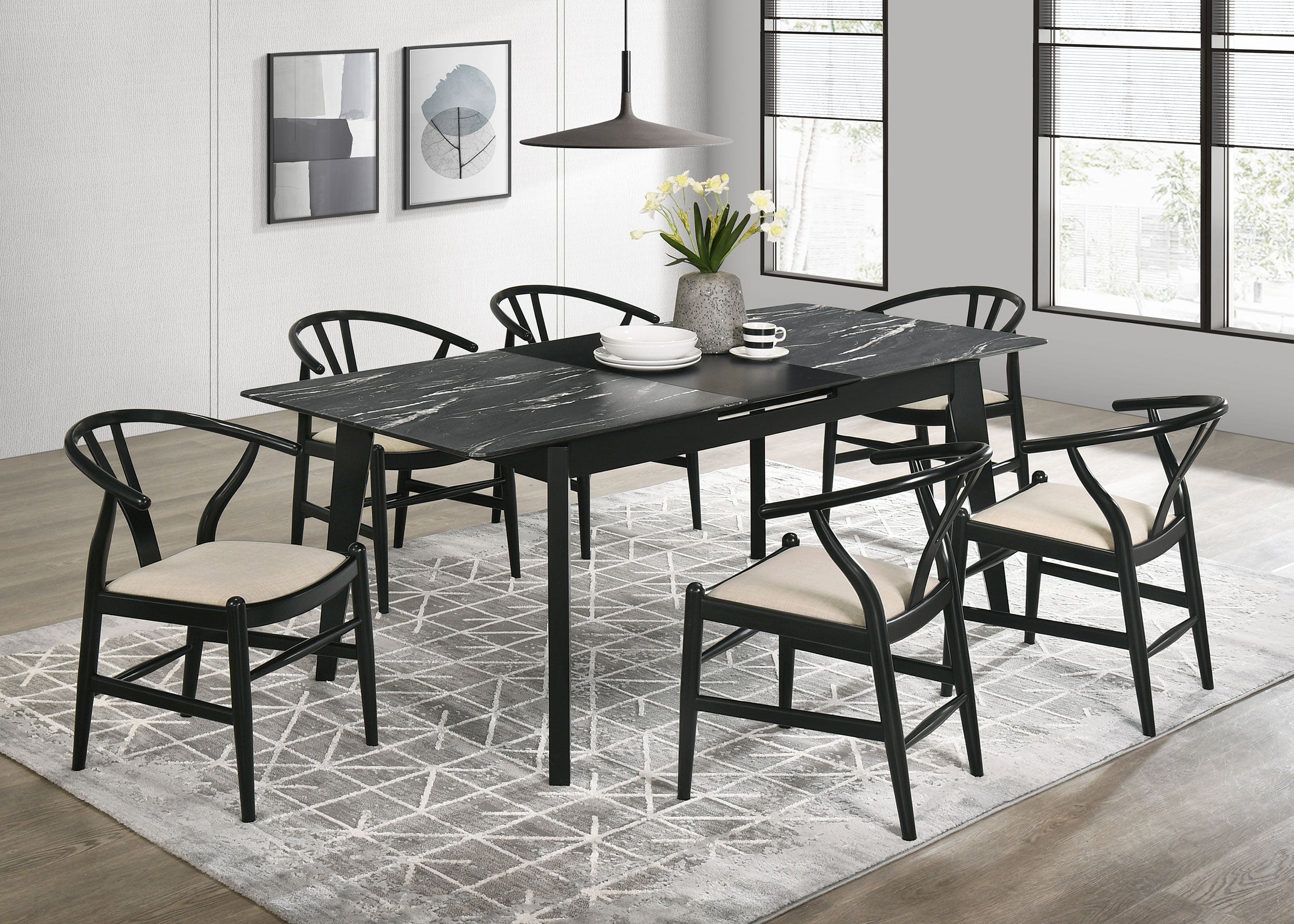 Crestmont Wood Wishbone Dining Side Chair Black (Set of 2)-
