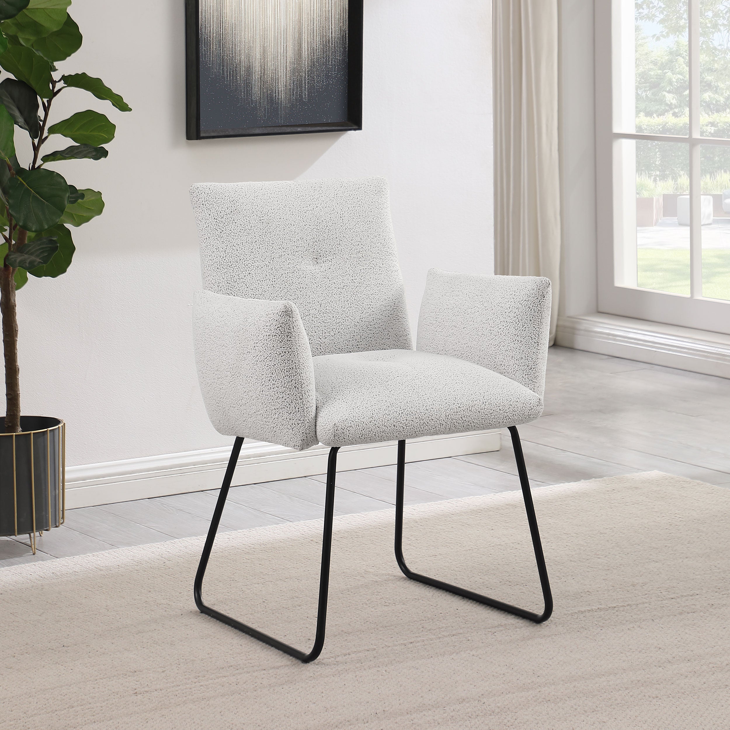 Ackland Upholstered Dining Arm Chair Light Grey (Set of 2)-