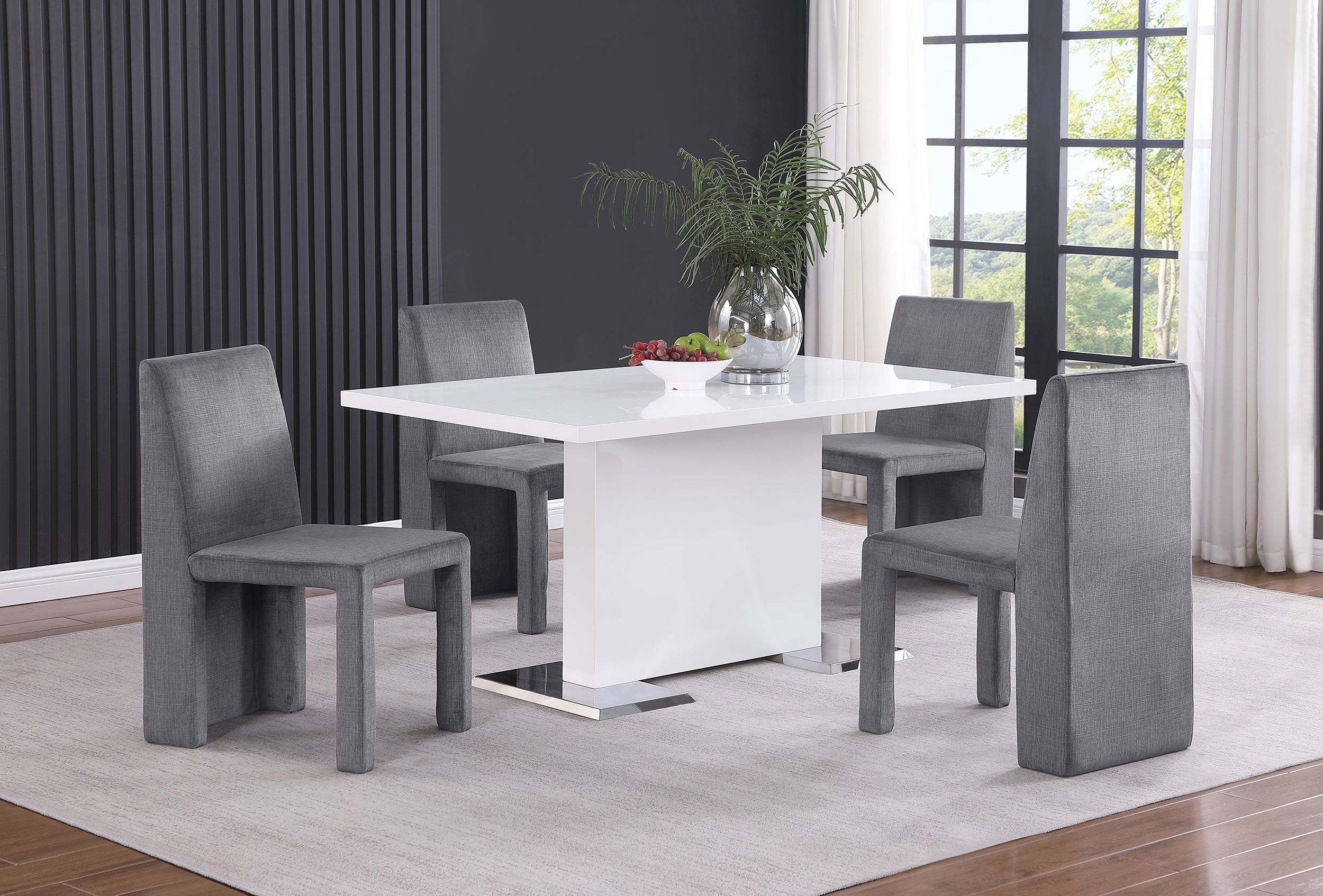 Tordera Velvet Upholstered Dining Side Chair Grey (Set of 2)-