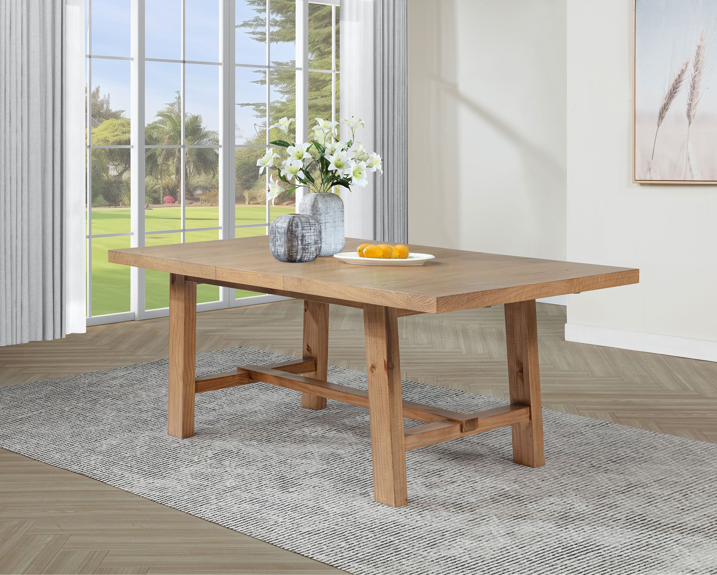 Middleton 76-inch Extension Leaf Dining Table Natural Brown-