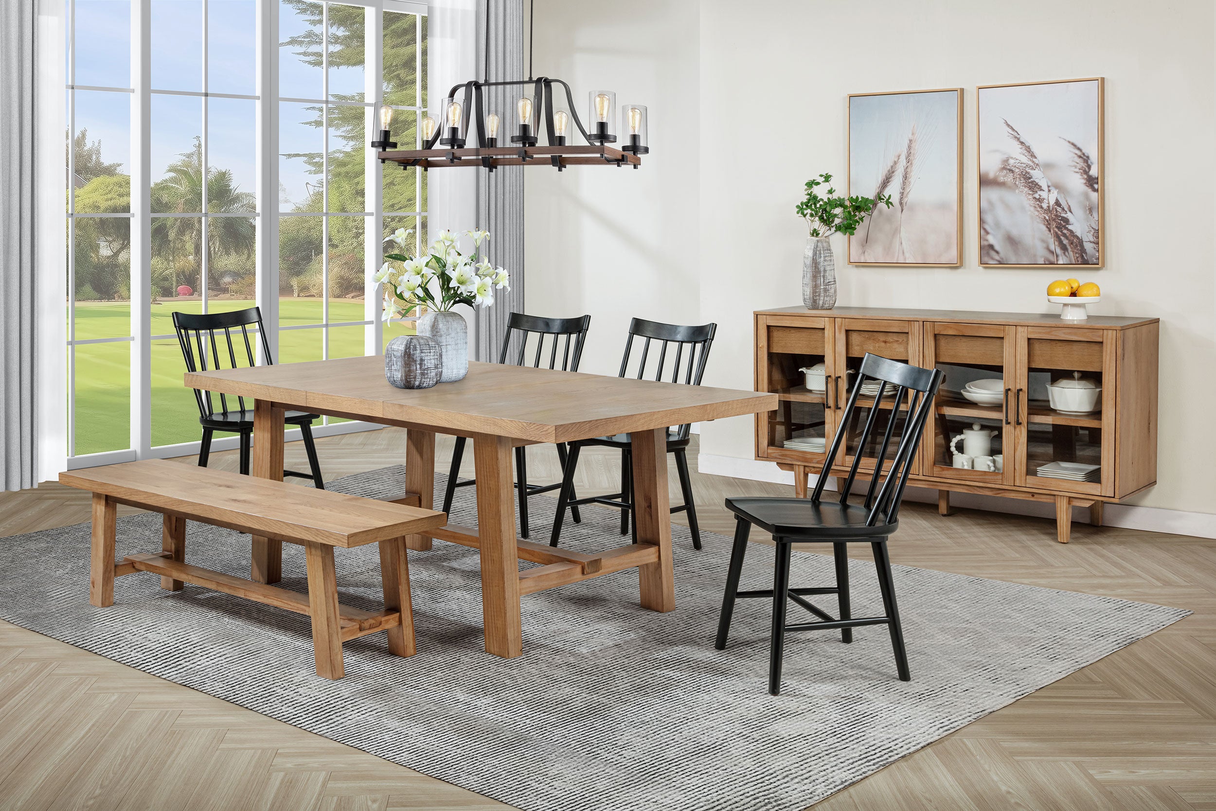 Middleton 76-inch Extension Leaf Dining Table Natural Brown-