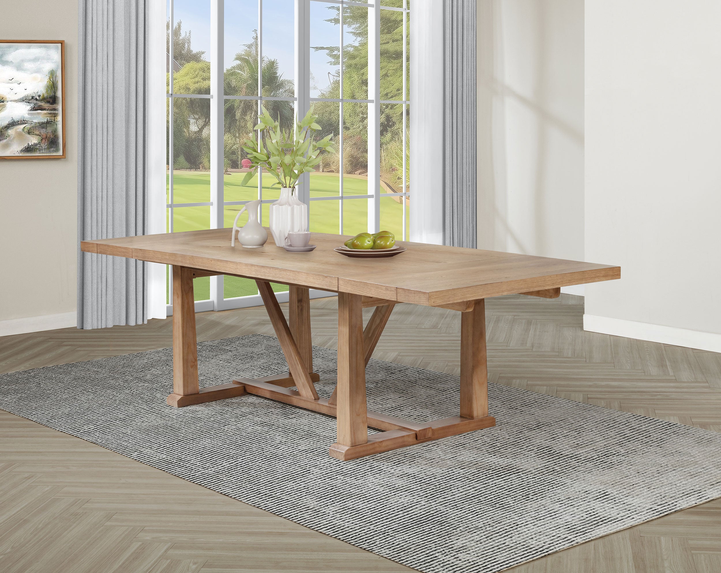 Middleton 106-inch Extension Leaf Dining Table Natural Brown-