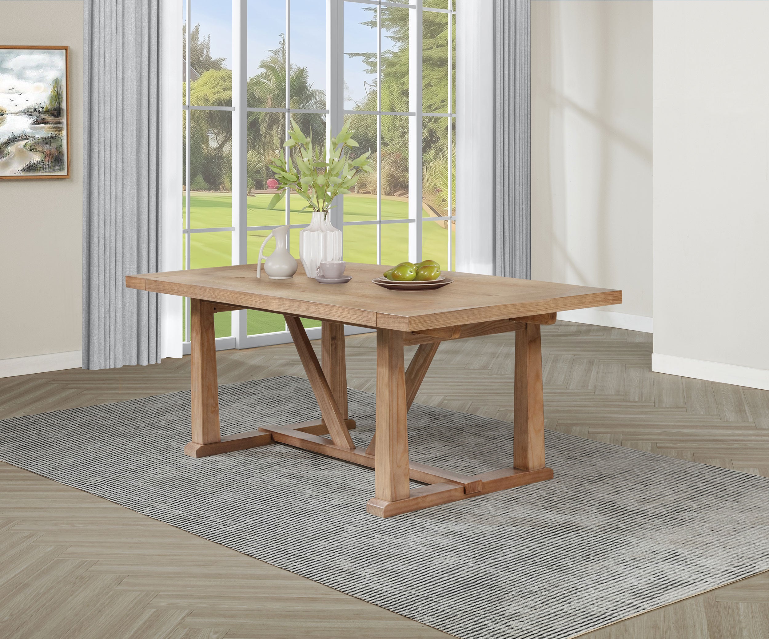 Middleton 106-inch Extension Leaf Dining Table Natural Brown-