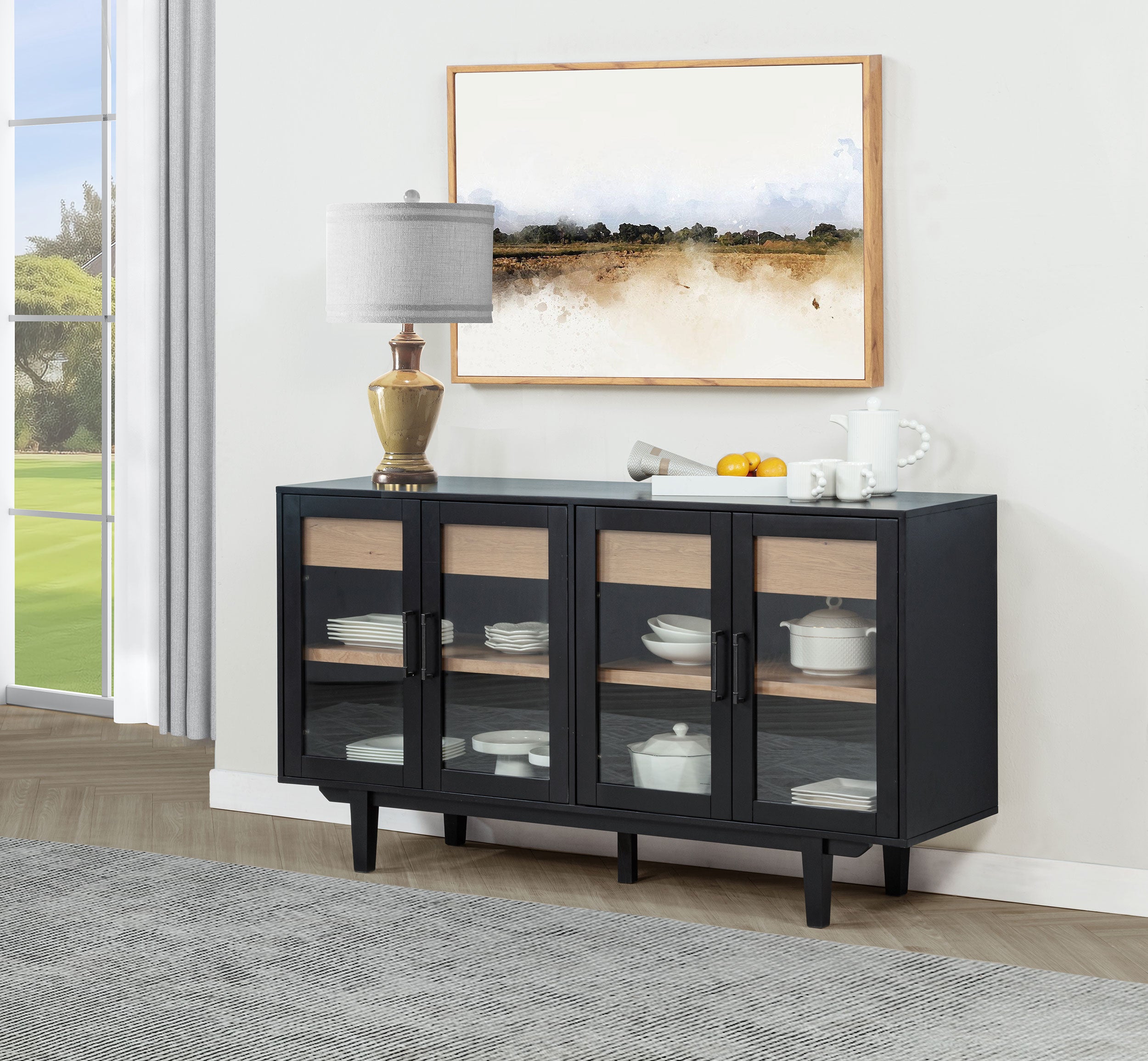 Middleton 4-door Sideboard Server with Dual Drawers Black-
