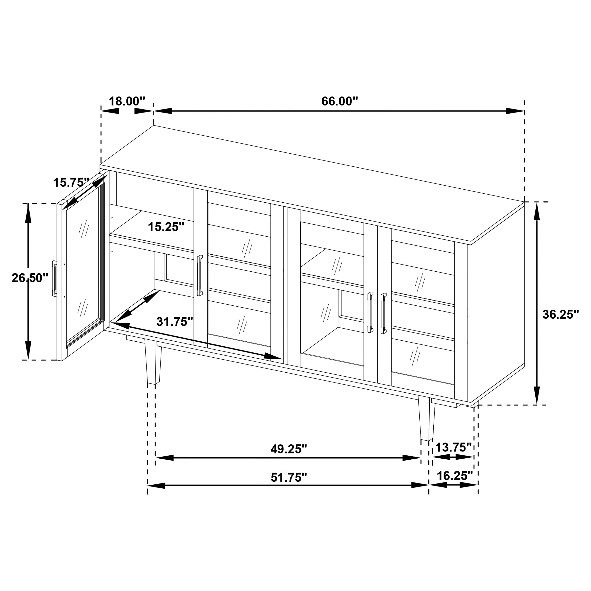 Middleton 4-door Sideboard Server with Dual Drawers Natural-