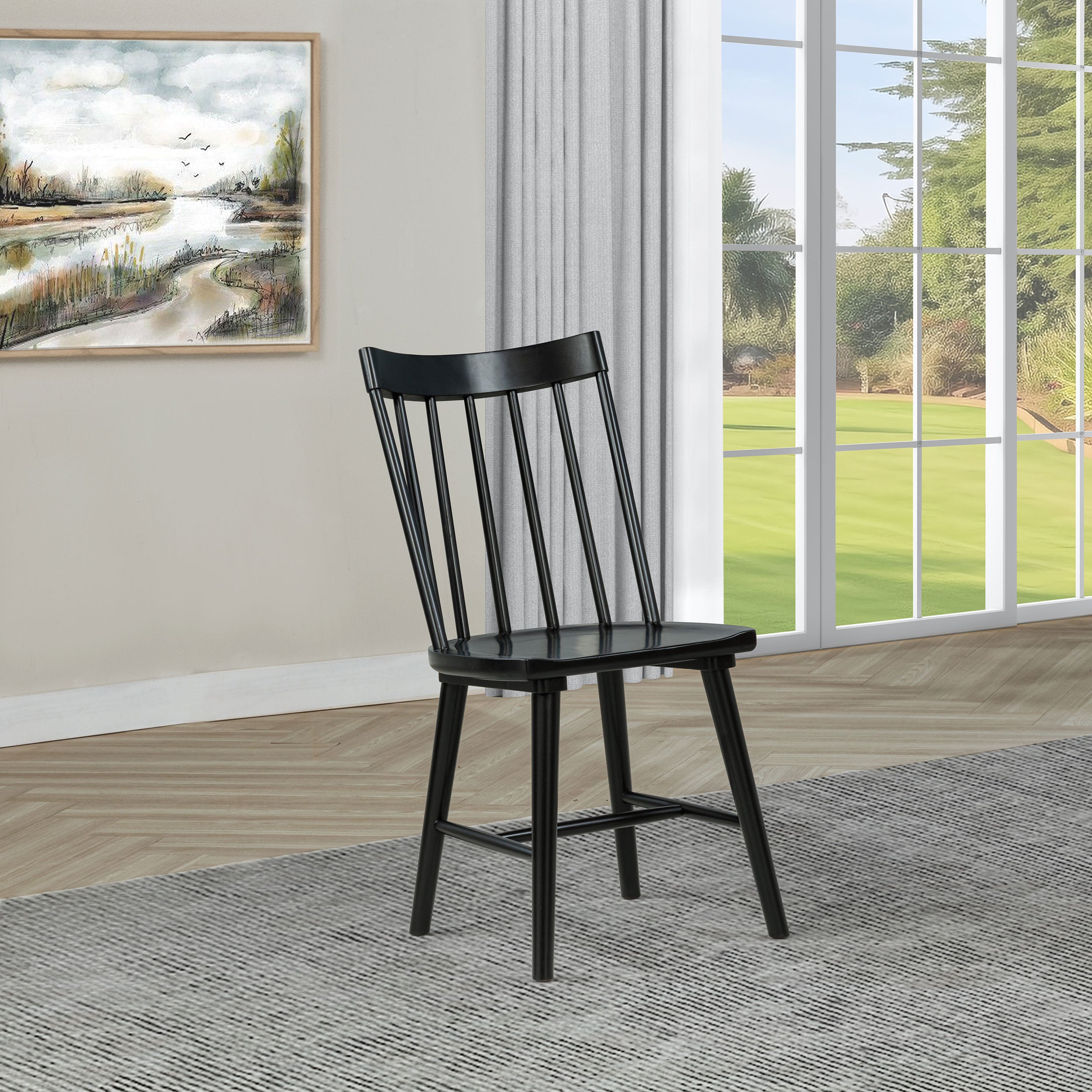 Middleton Solid Wood Dining Side Chair Black (Set of 2)-