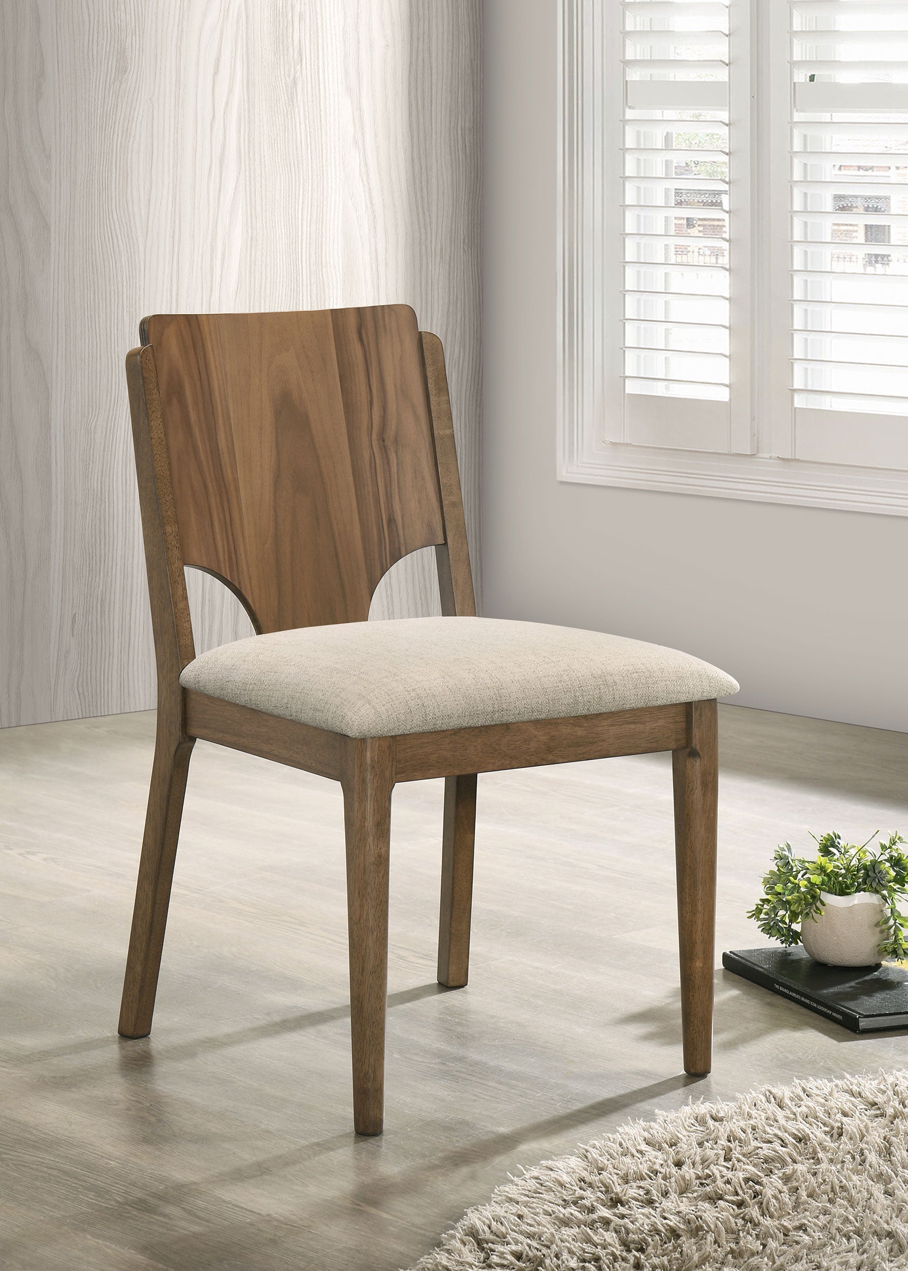 Crestmore Dining Chair Upholstered Seat Walnut (Set of 2)-