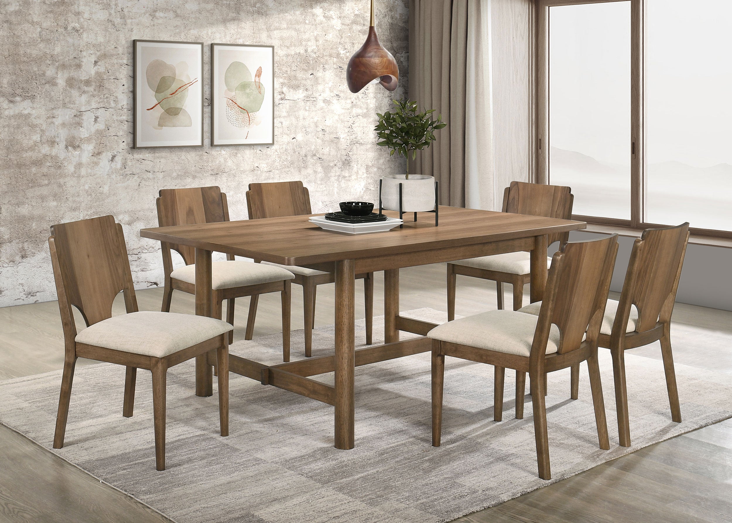 Crestmore Dining Chair Upholstered Seat Walnut (Set of 2)-