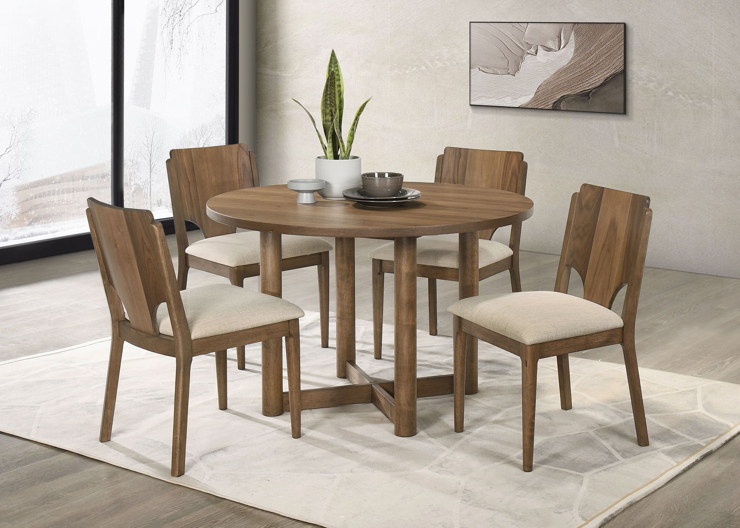 Crestmore Dining Chair Upholstered Seat Walnut (Set of 2)-