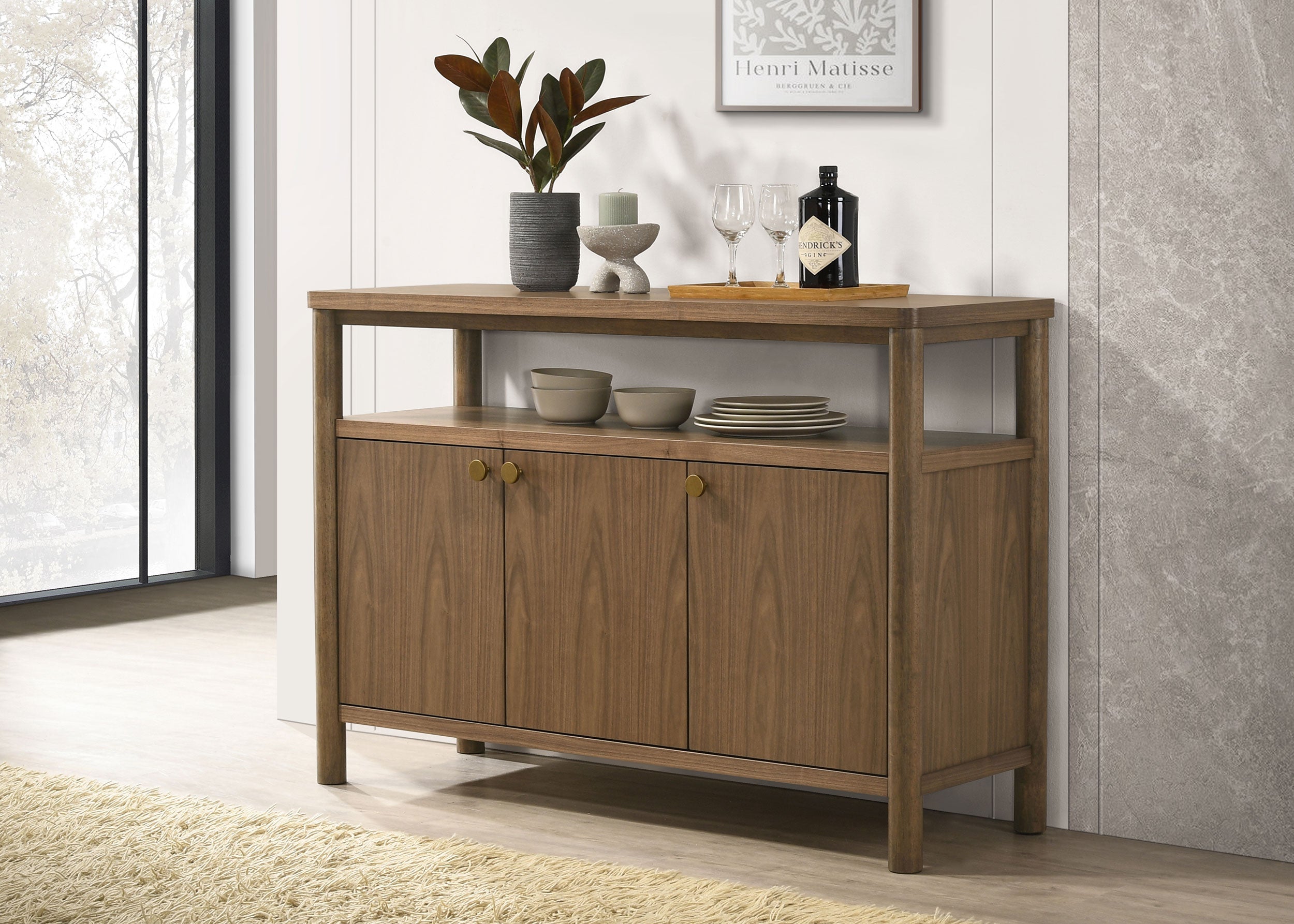 Crestmore 52-inch Dining Cabinet Sideboard Buffet Walnut-