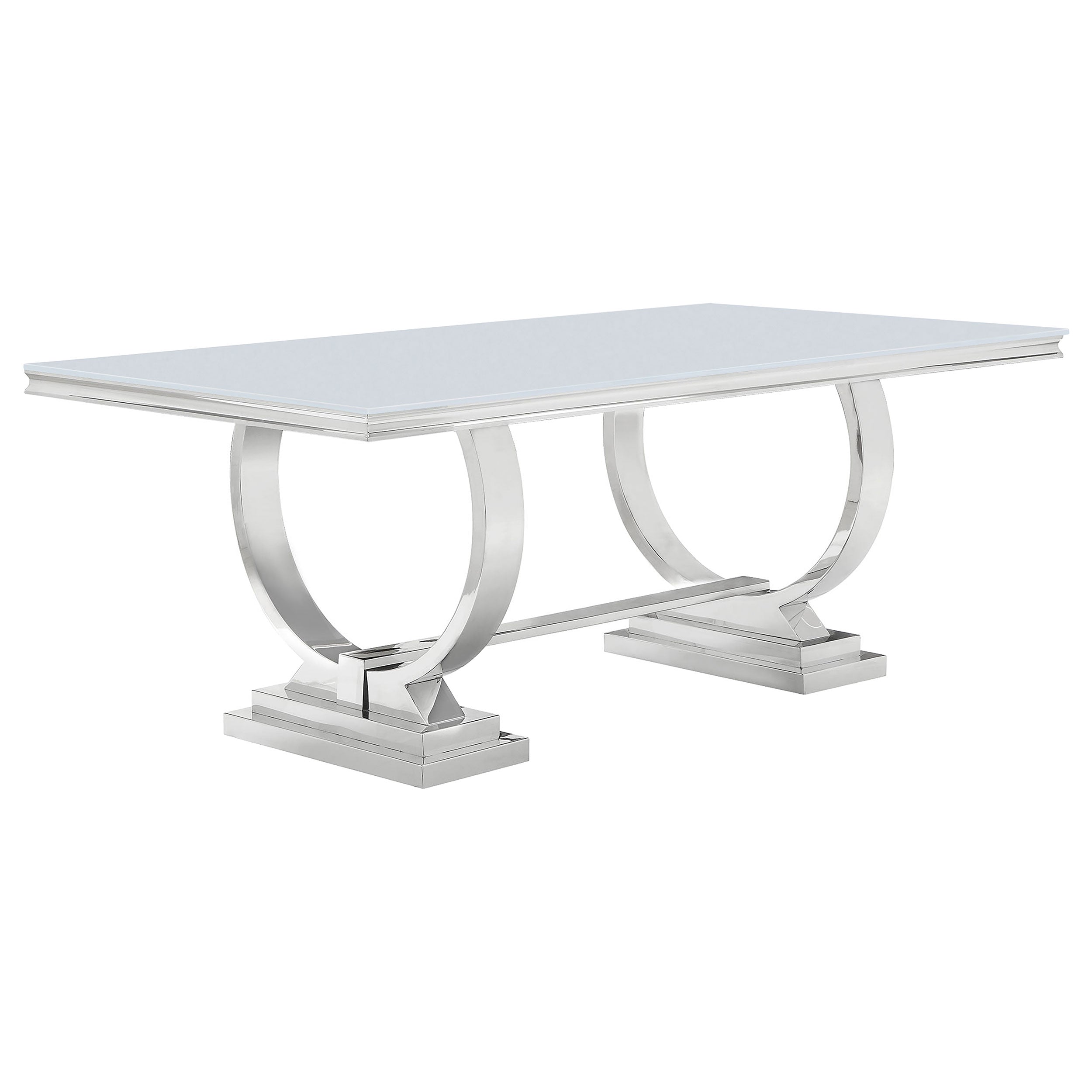 Antoine Rectangular 95-inch Glass Top Dining Table White-CoasterElevations