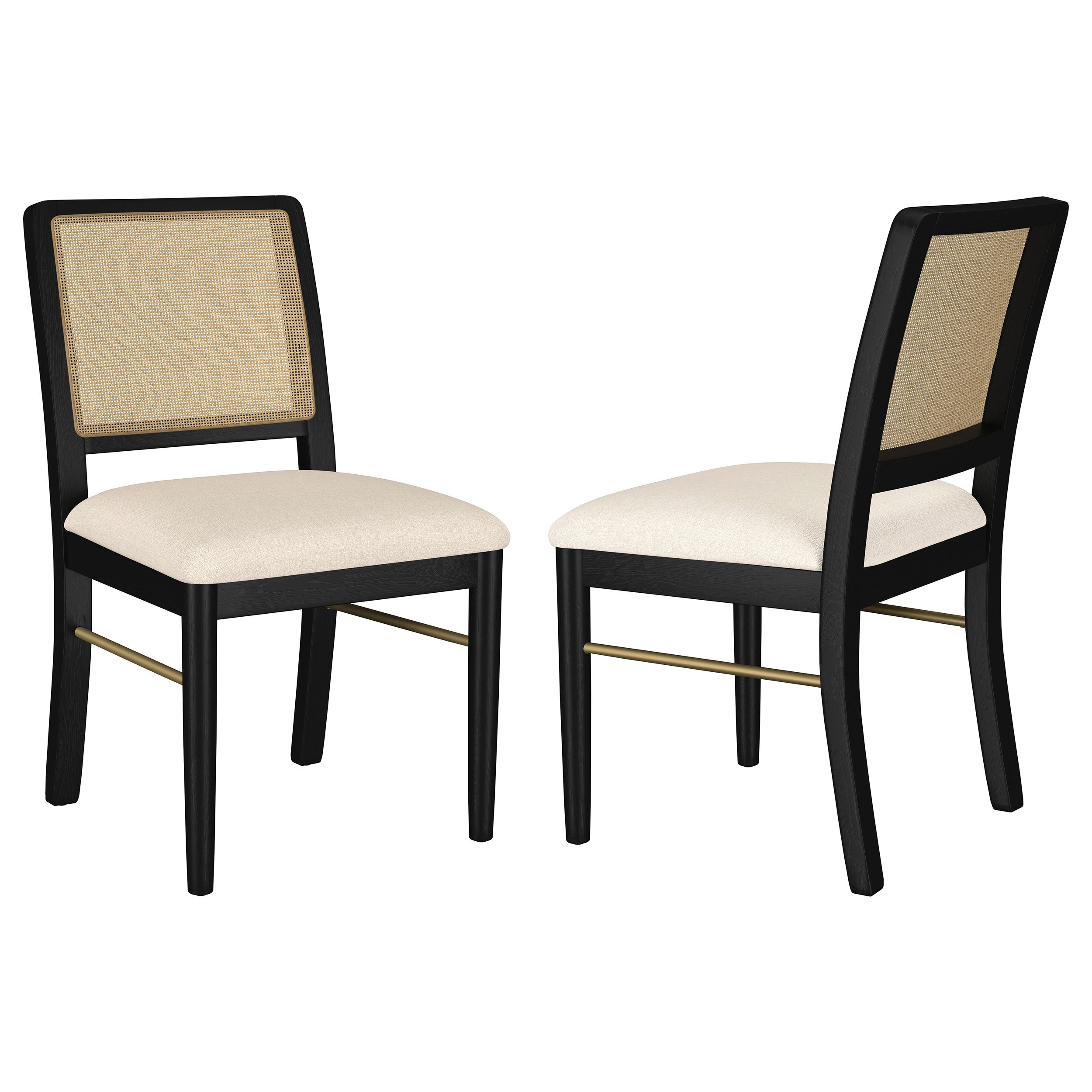 Arini Rattan Cane Dining Side Chair Black (Set of 2)-
