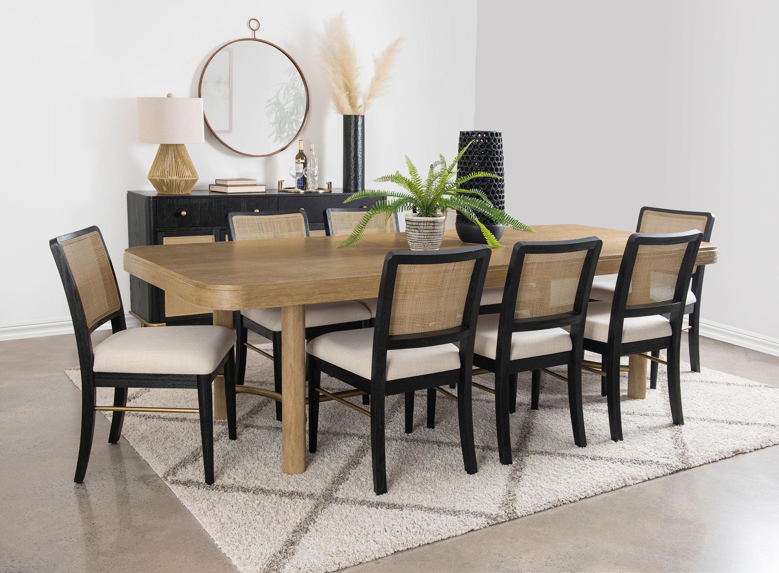 Arini Rattan Cane Dining Side Chair Black (Set of 2)-