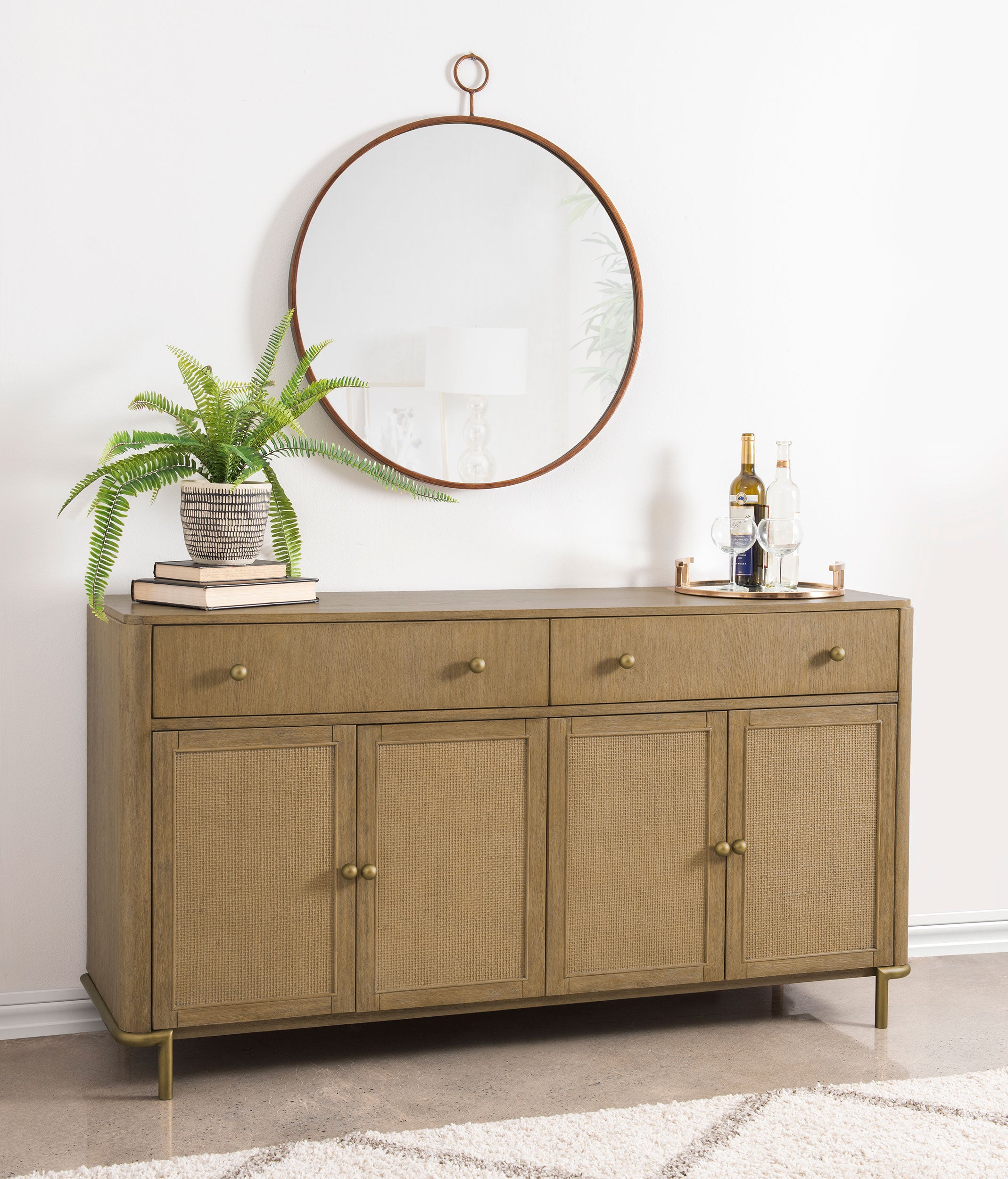 Arini 2-drawer Cane Door Dining Sideboard Server Sand Wash-