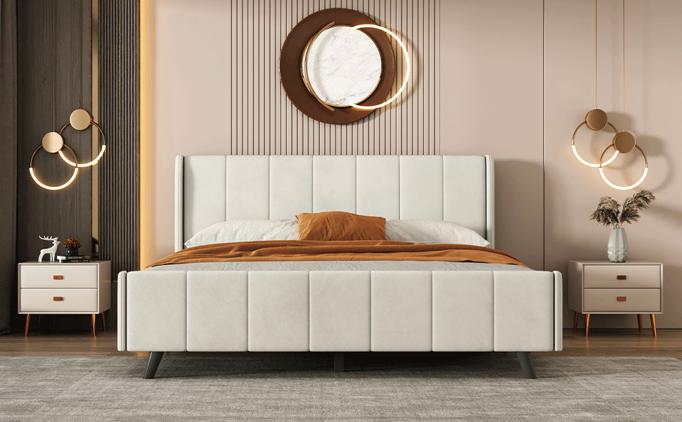 Upholstered Platform Bed Velvet
