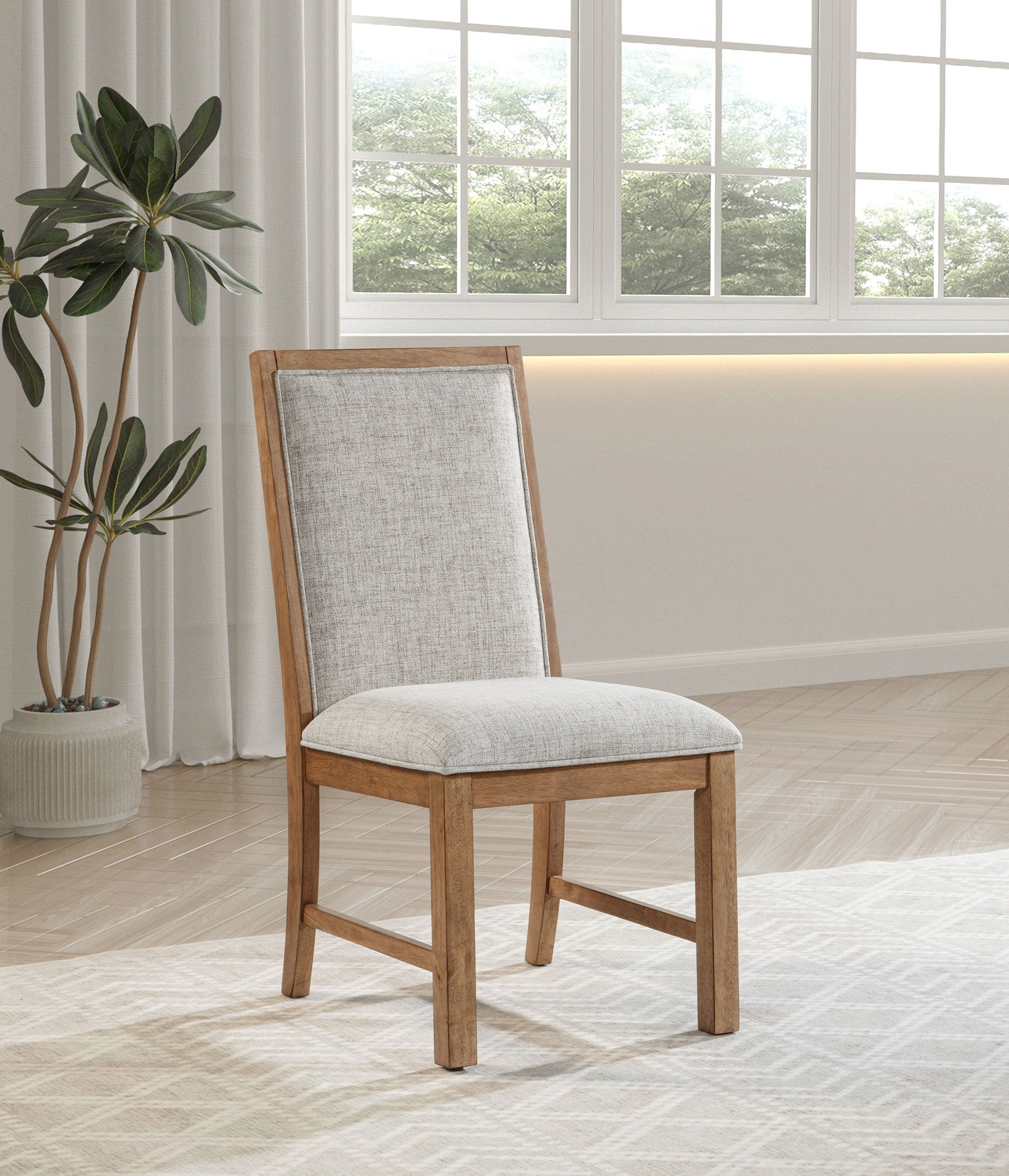Bruner Upholstered Side Chair Natural Brown (Set of 2)-