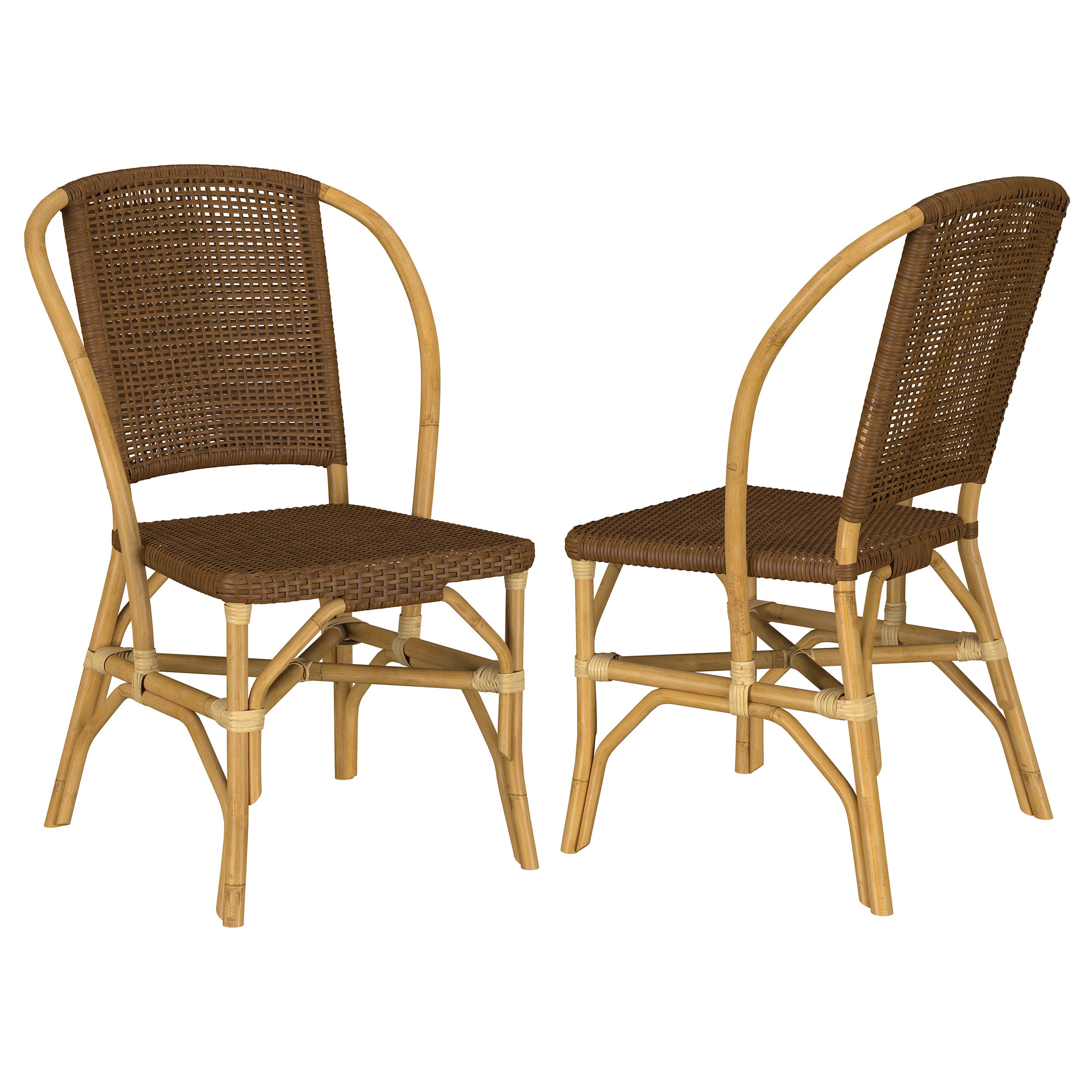 Lexley Woven Rattan Dining Side Chair Brown (Set of 2)-
