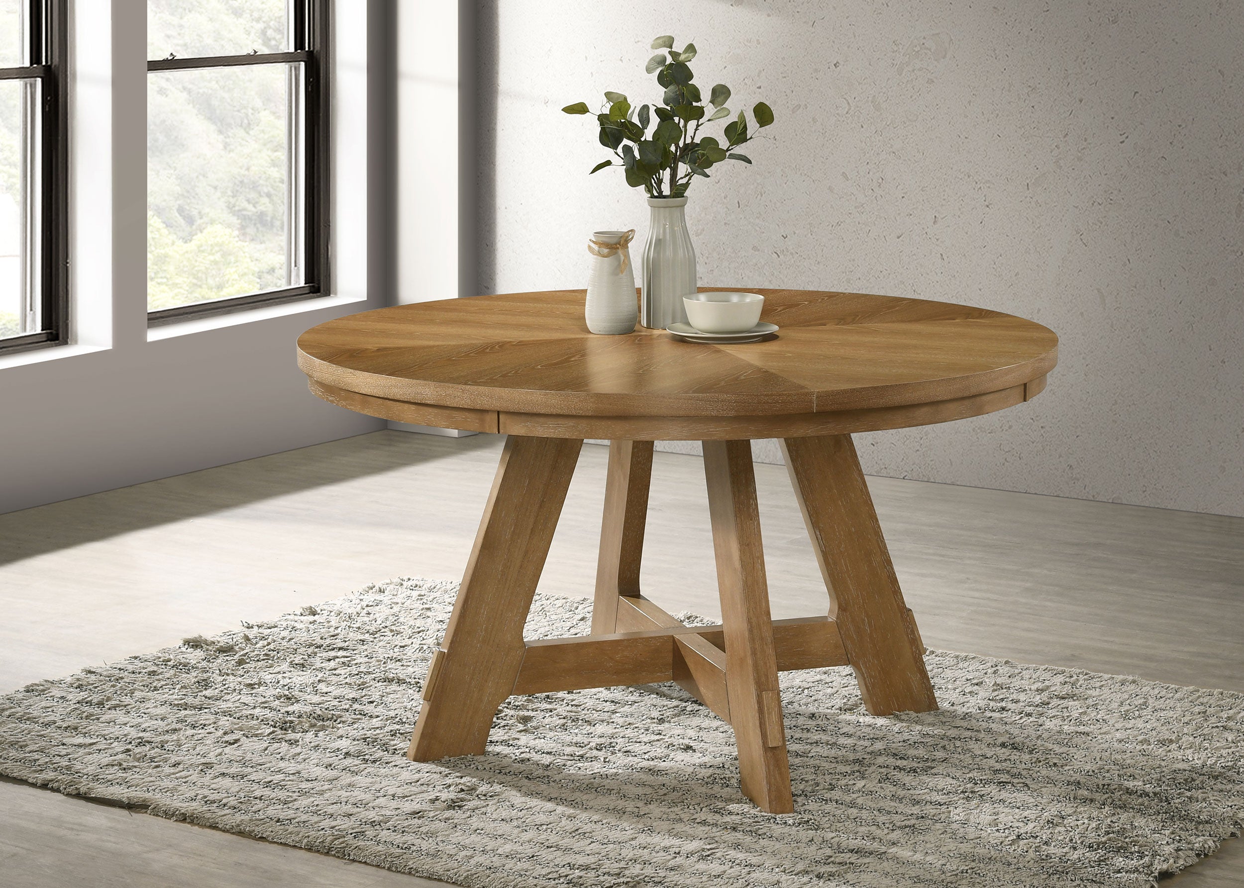 Danvers Round 54-inch Wood Dining Table Brown Oak-