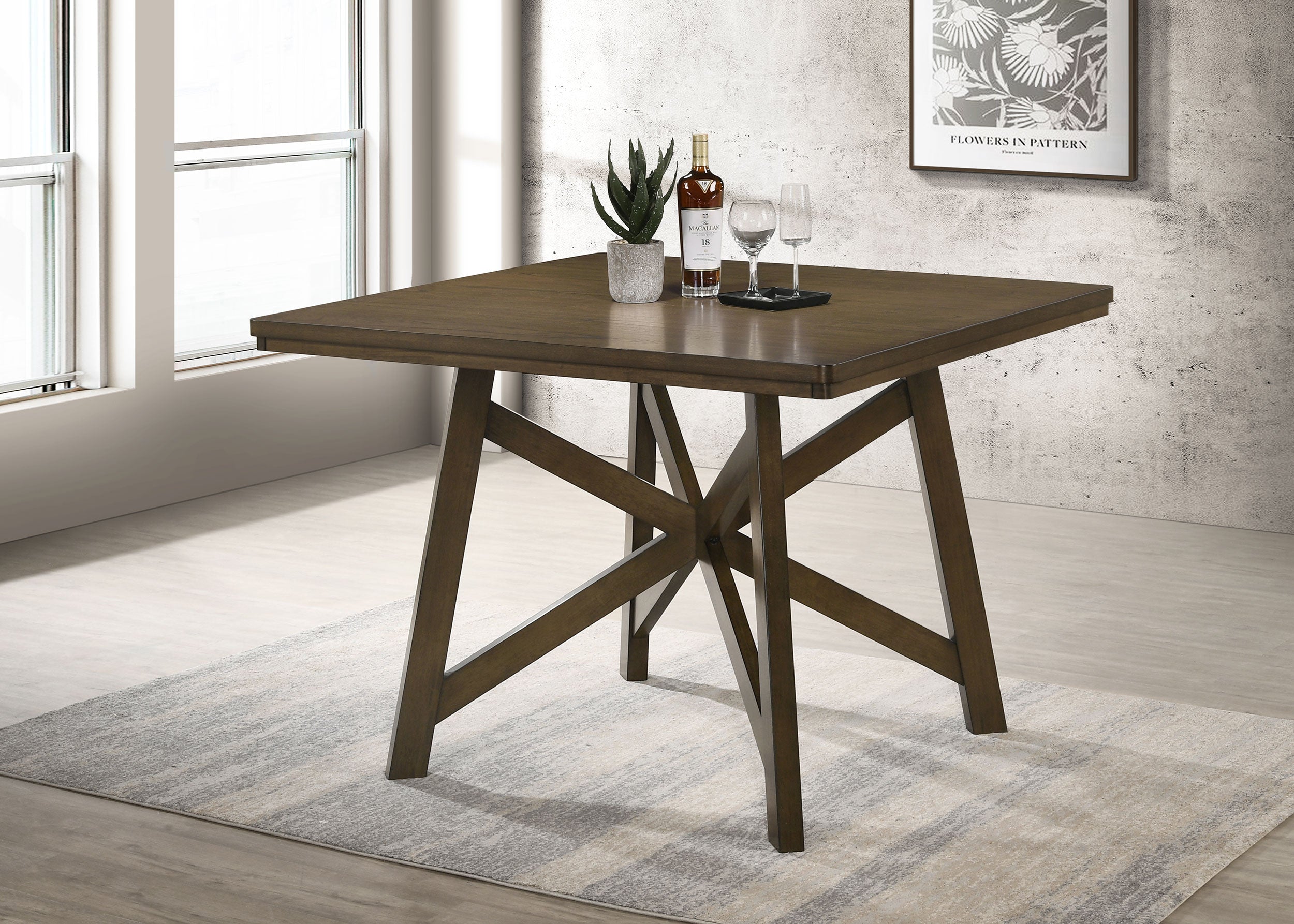 Canfield 47-inch Square Counter Height Dining Table Brown-
