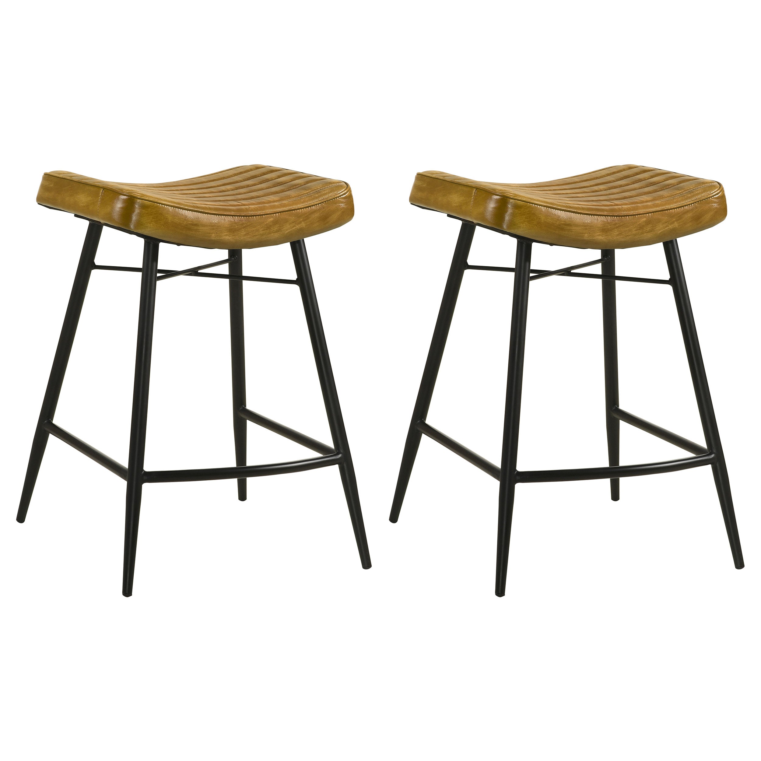 Bayu Leather Upholstered Counter Stool Camel (Set of 2)-
