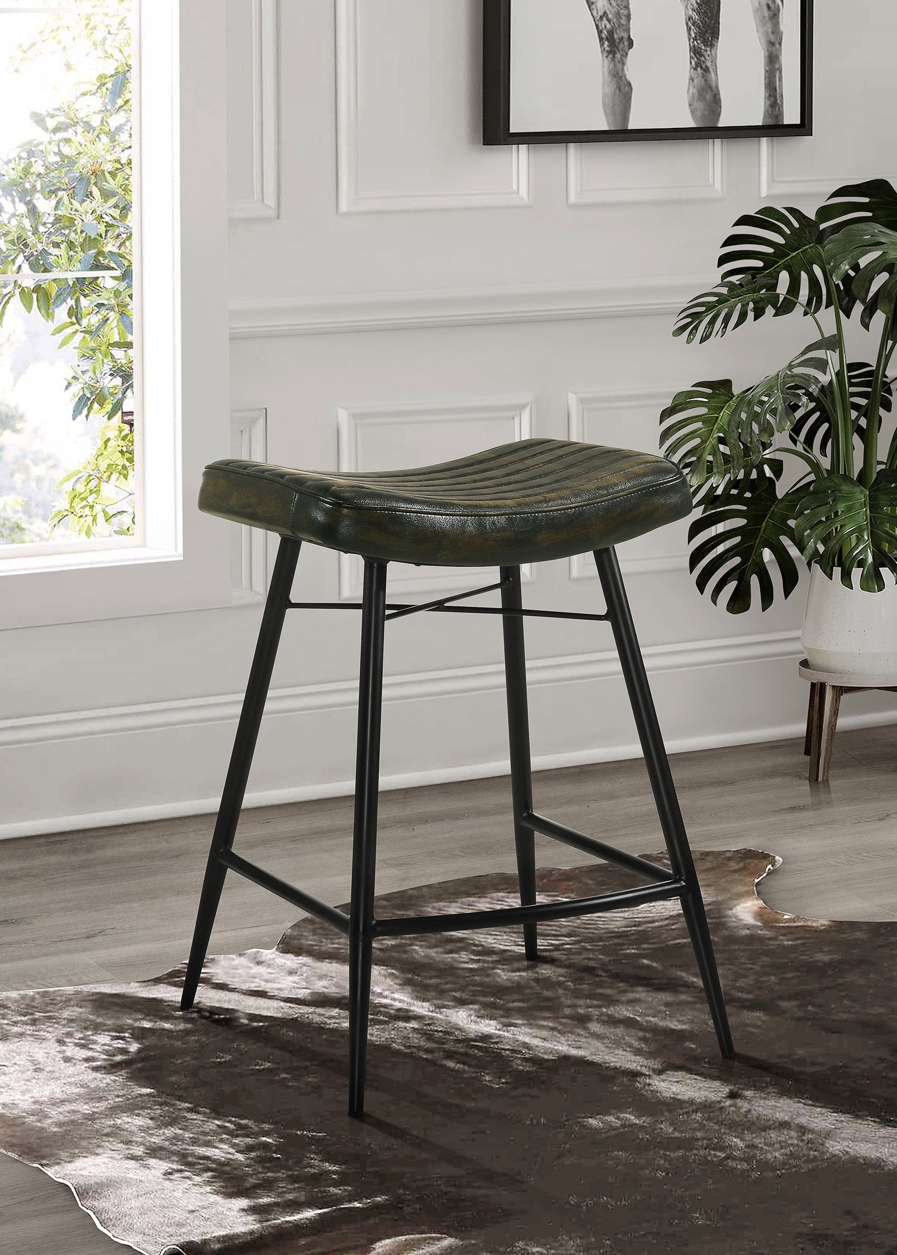 Bayu Leather Upholstered Counter Stool Espresso (Set of 2)-