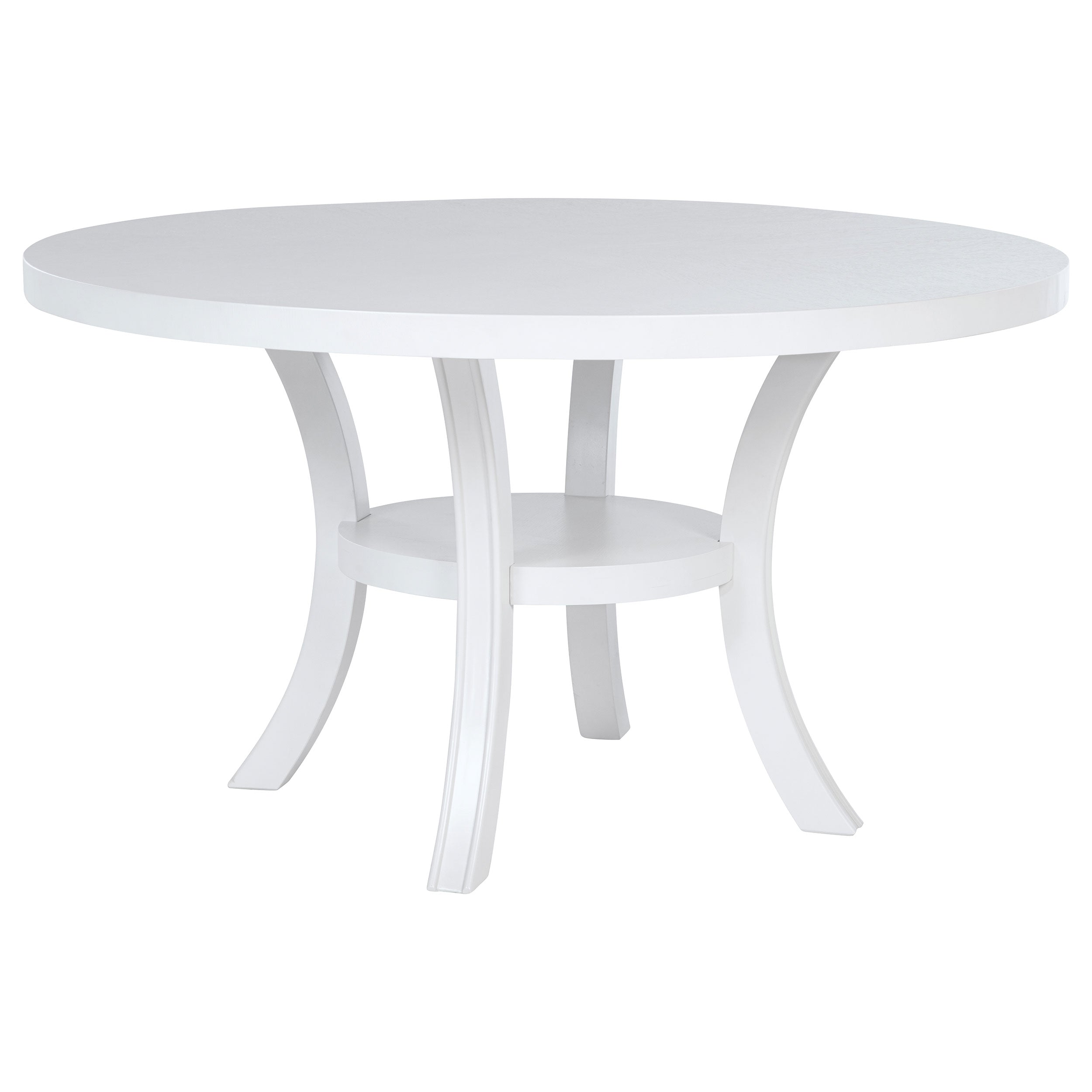 Judd 54-inch Round Dining Wood Table with Shelf Pearl White-