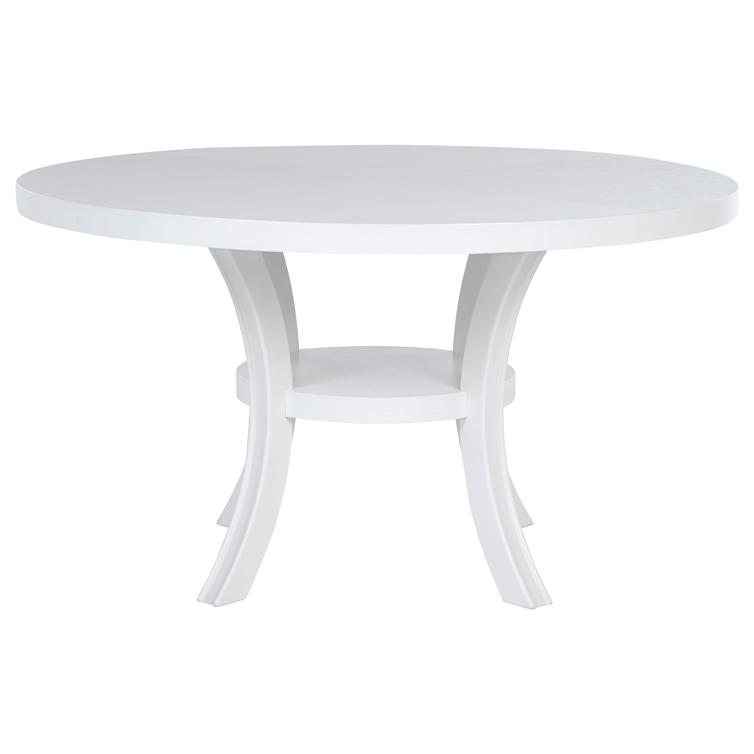 Judd 54-inch Round Dining Wood Table with Shelf Pearl White-