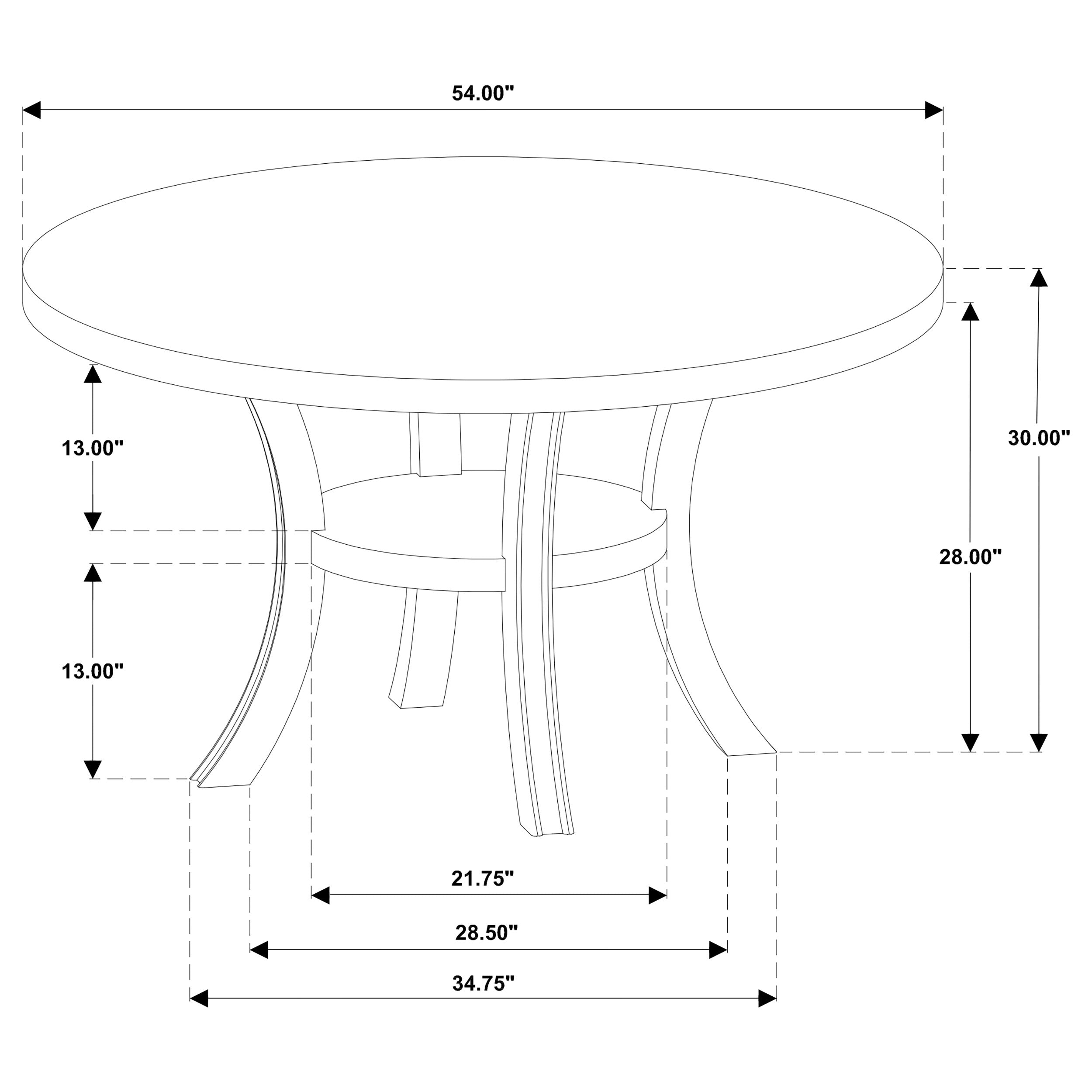 Judd 54-inch Round Dining Wood Table with Shelf Pearl White-