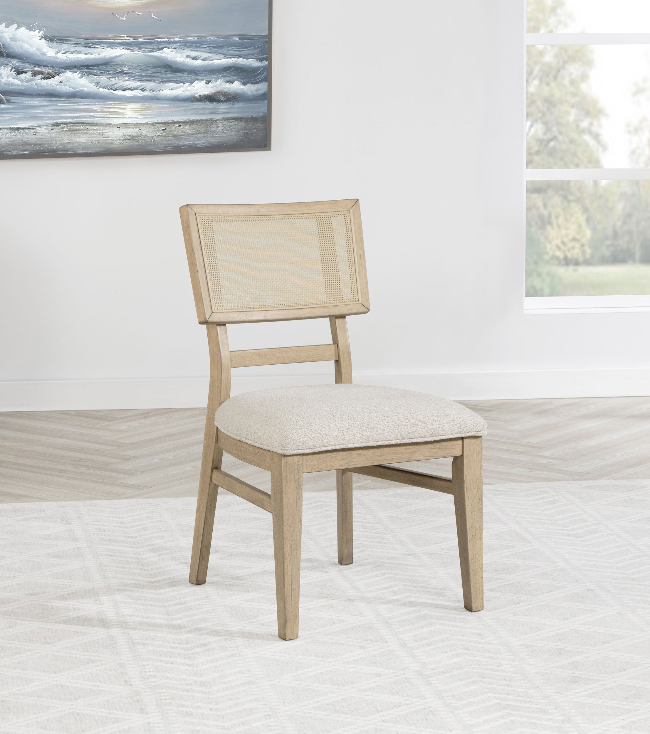 Kailani Rattan Cane Dining Side Chair Beige Oak (Set of 2)-