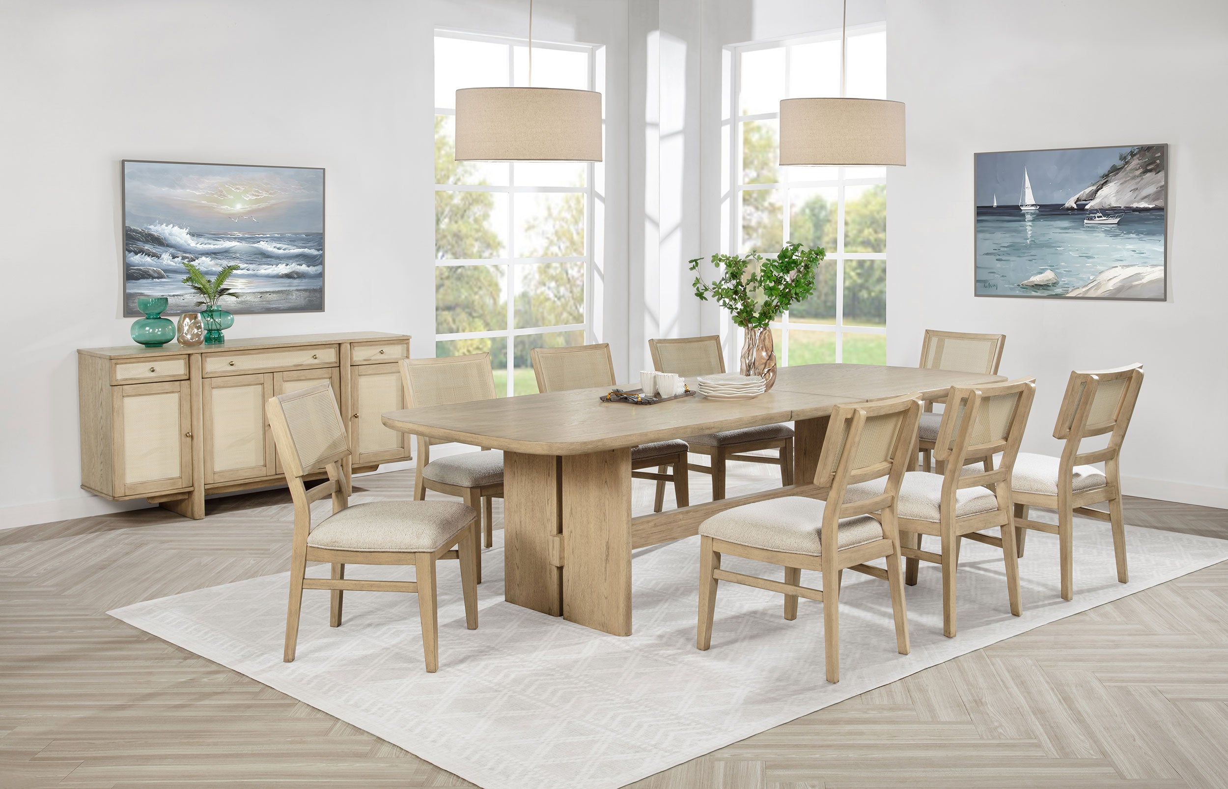 Kailani 4-door Cane Sideboard Buffet Cabinet Beige Oak-
