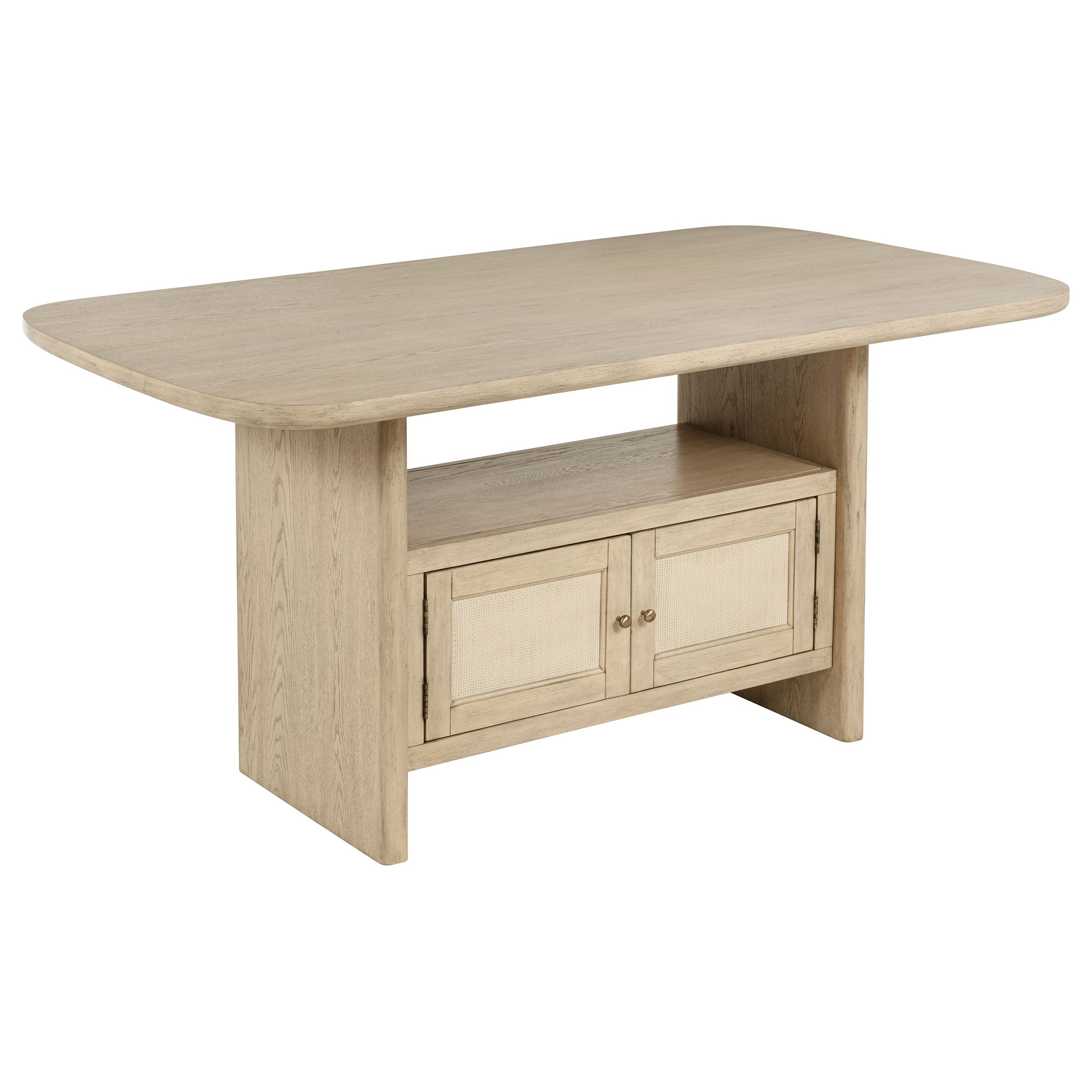 Kailani Cane Counter Height Storage Dining Table Beige Oak-
