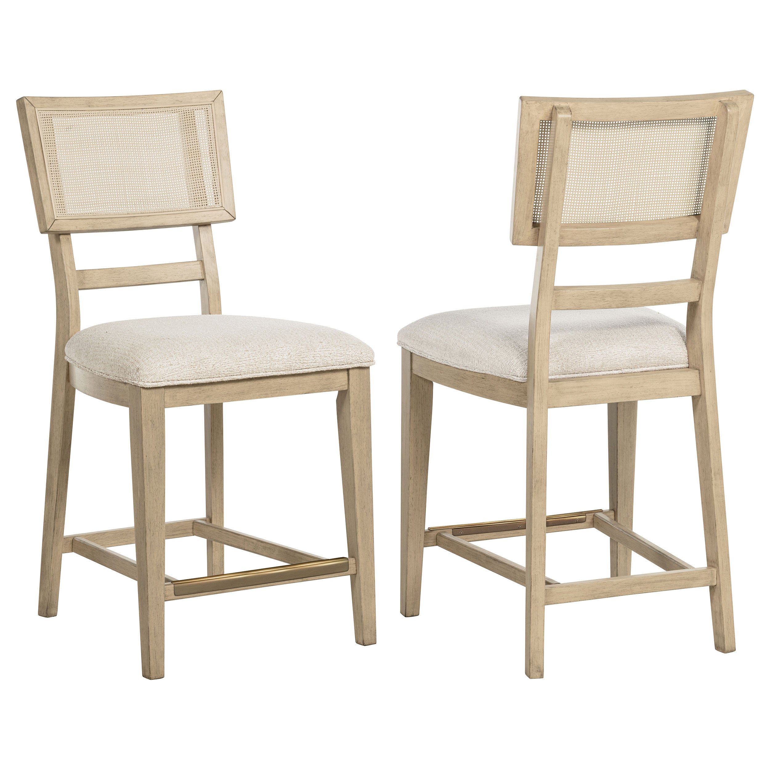 Kailani Rattan Cane Counter Side Chair Beige Oak (Set of 2)-