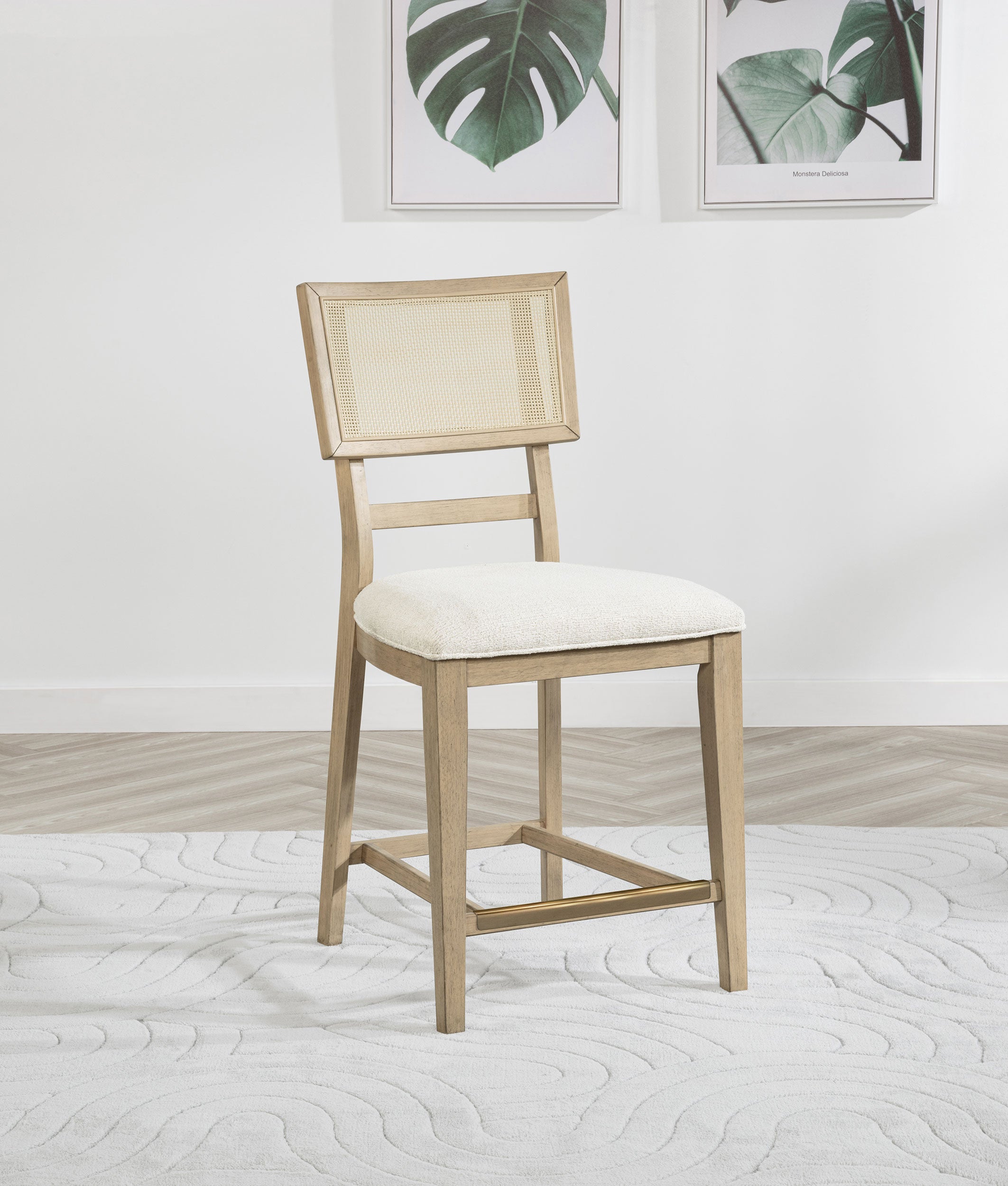 Kailani Rattan Cane Counter Side Chair Beige Oak (Set of 2)-