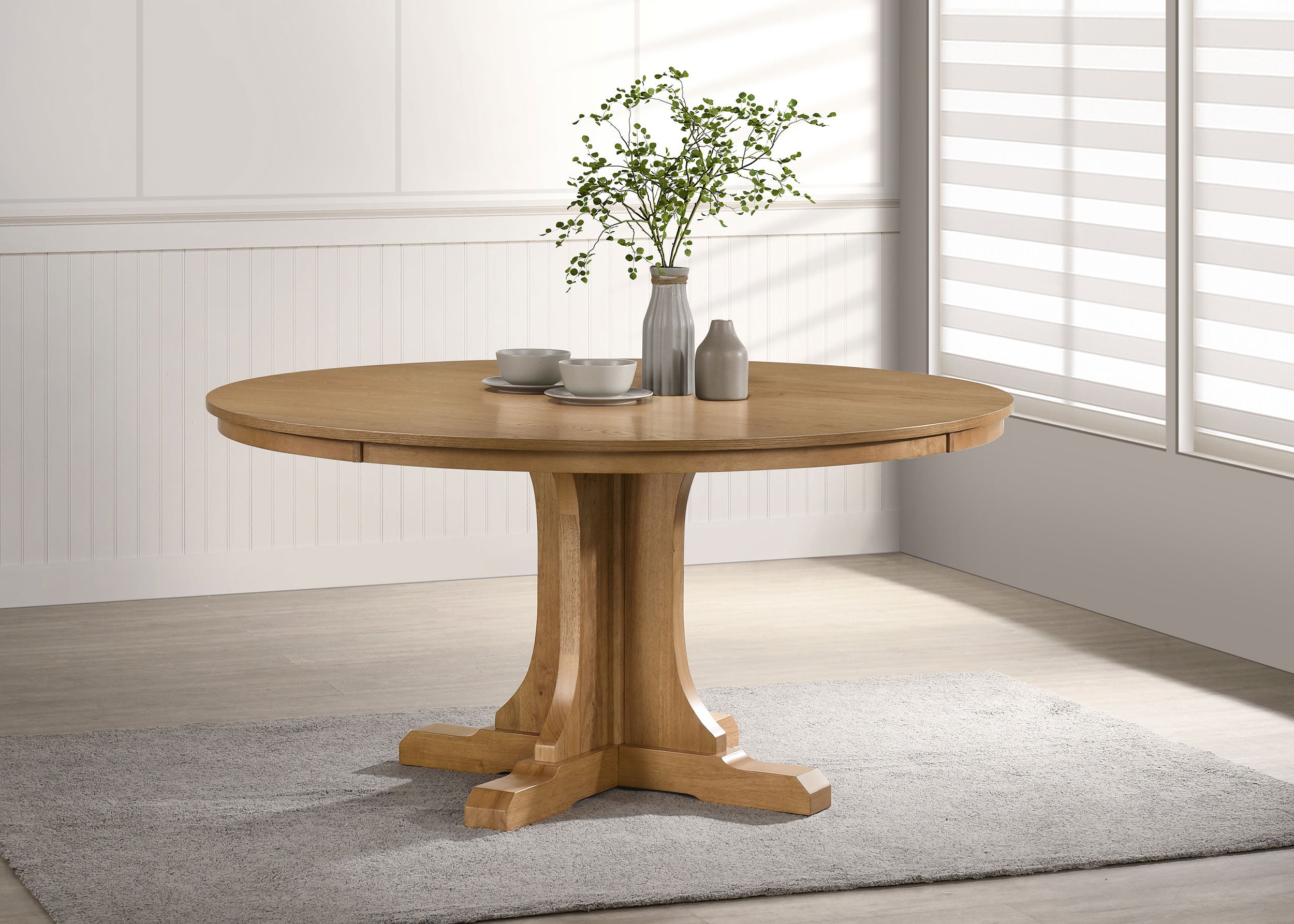 Hartville 60-inch Round Dining Table Natural Light Brown-