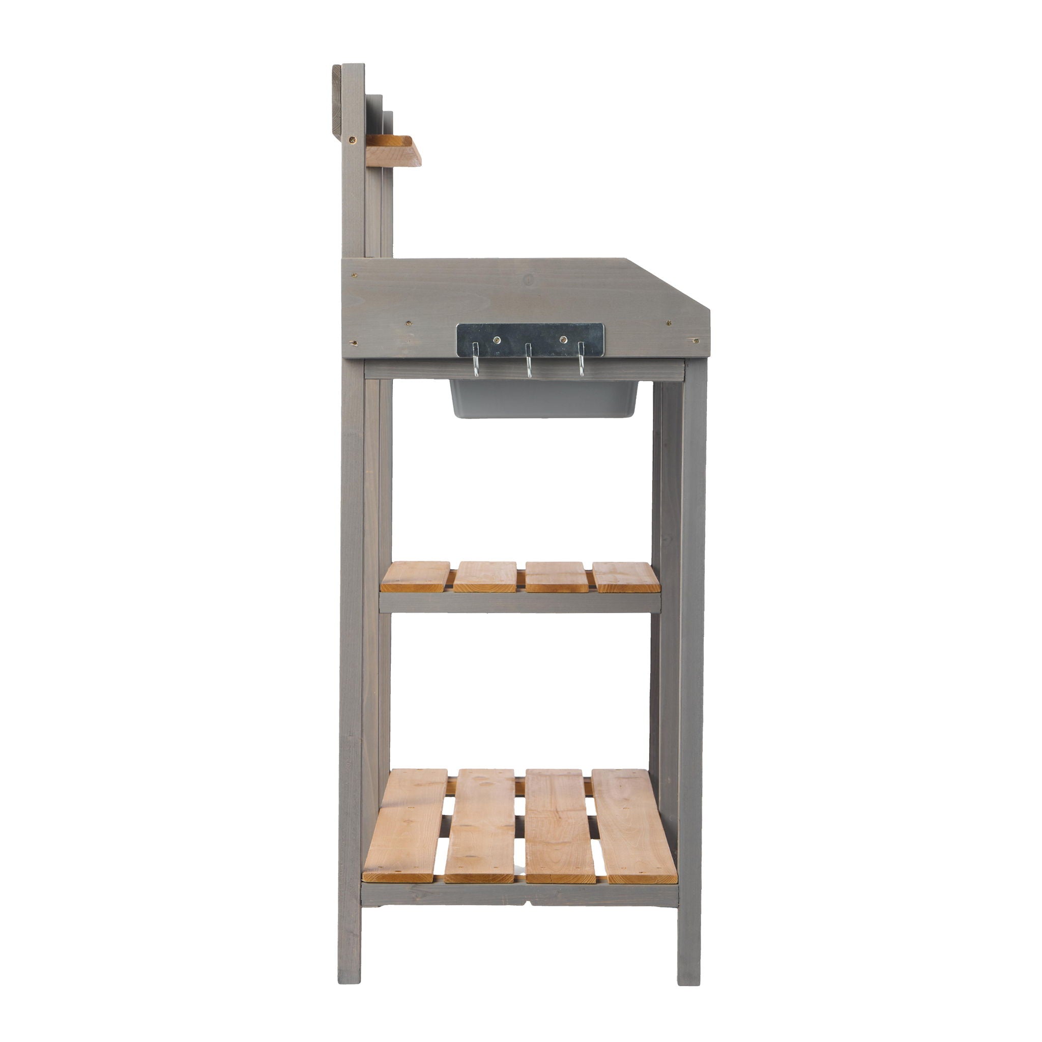 Outdoor Potting - Bench, Workstation Table With Cabinet For Backyard Garden Supplies - Gray / Brown