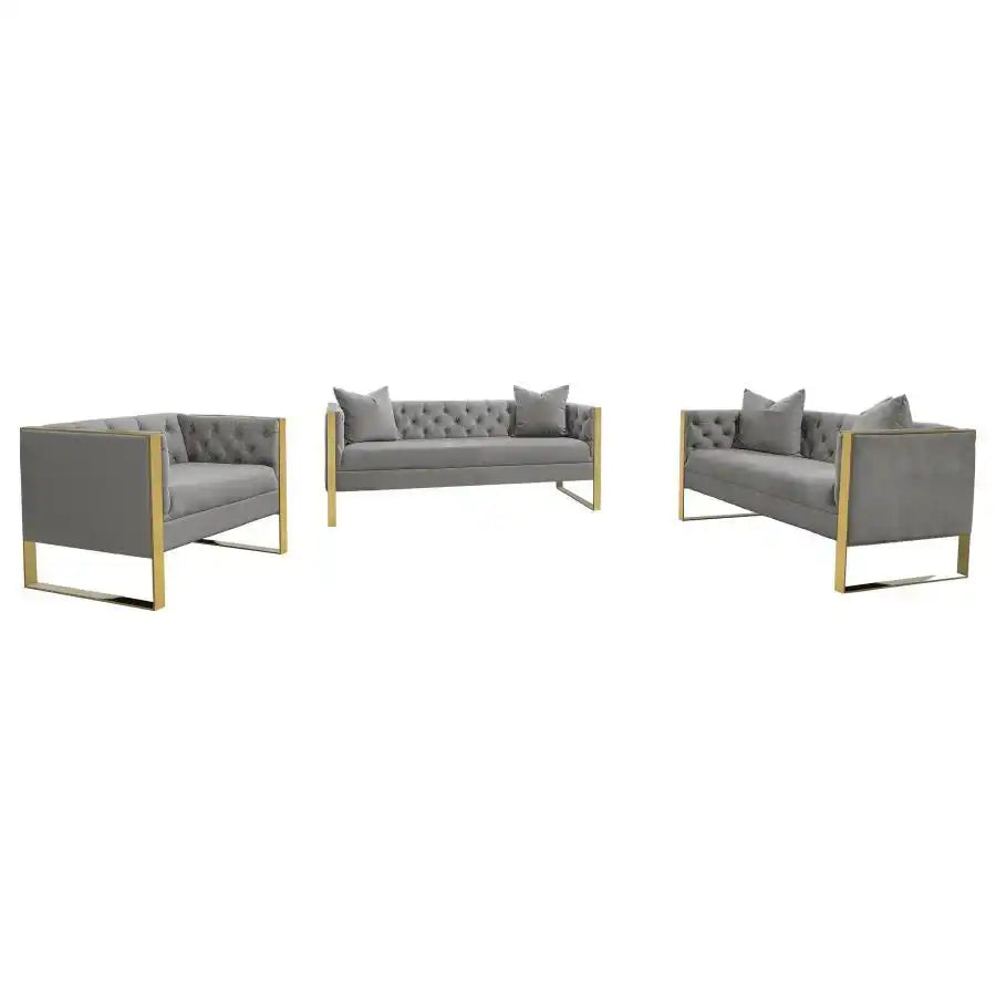Eastbrook - Velvet Upholstered Tufted Sofa Set